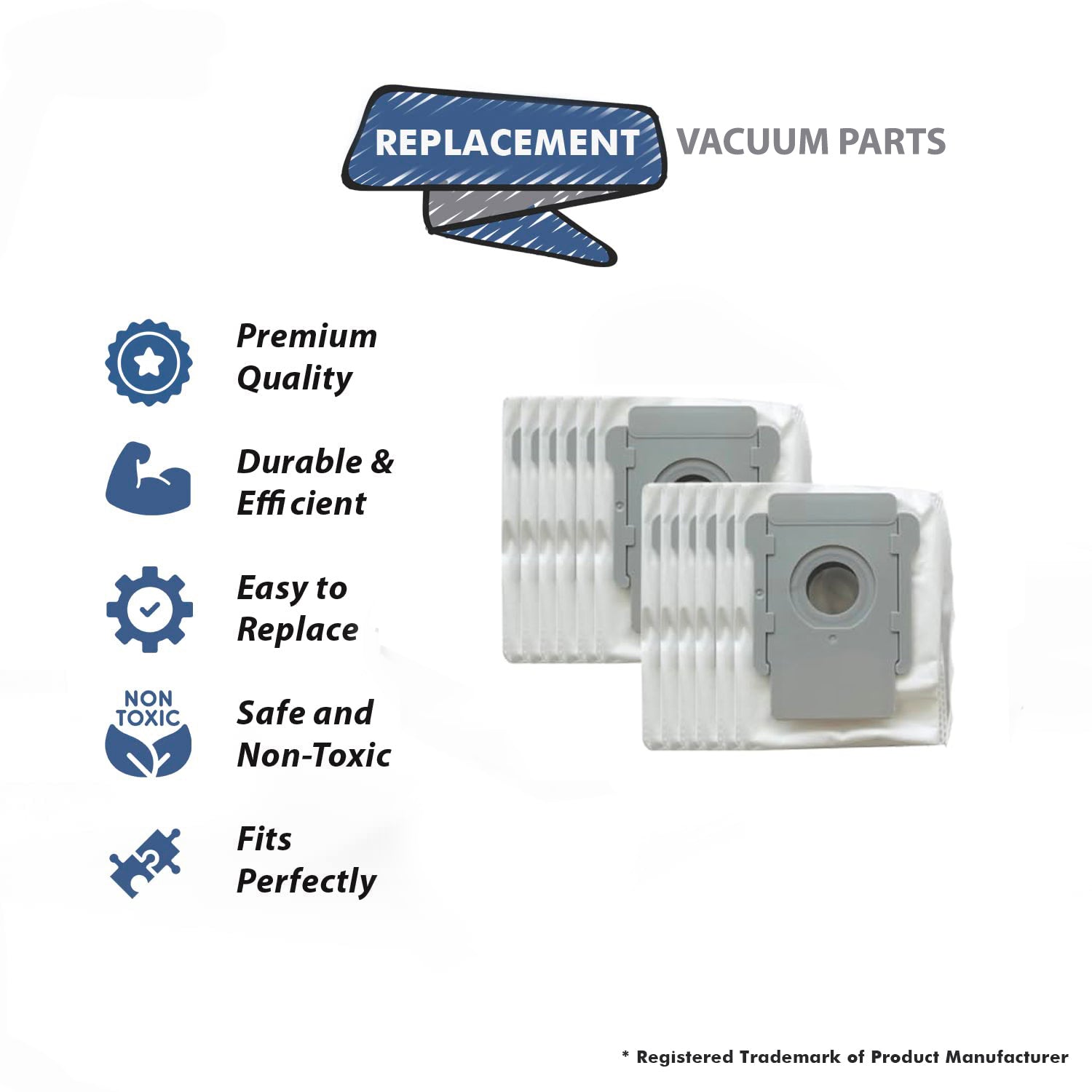 Topvacuumparts 12 Pack Vacuum Bags for iRobot Roomba i7, i7+, i7Plus # compare to parts PMIB01