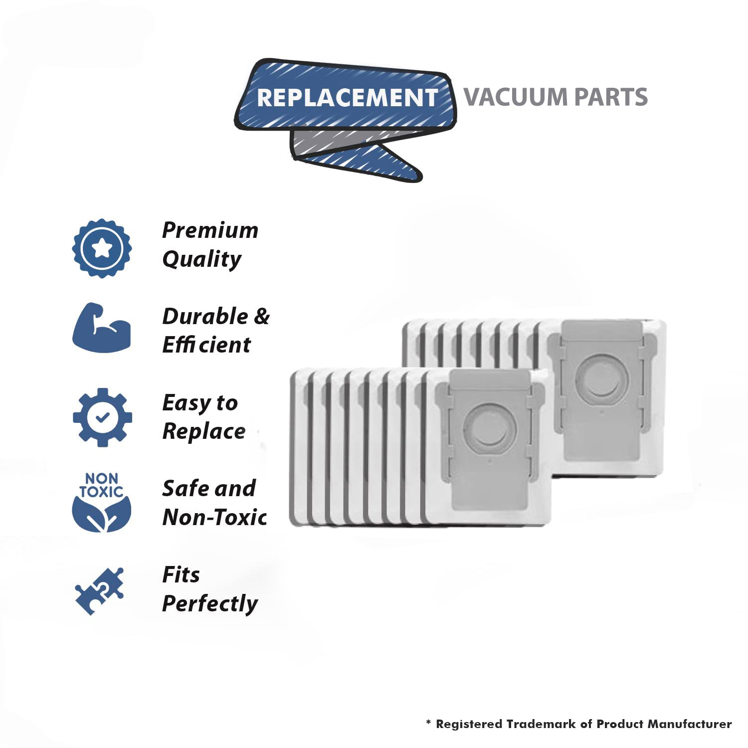 Topvacuumparts 16 Pack Vacuum Bags for irobot Roomba i7, i7+, i8, i8+, i3, i3+, i4, i4 # compare to parts PMIB001