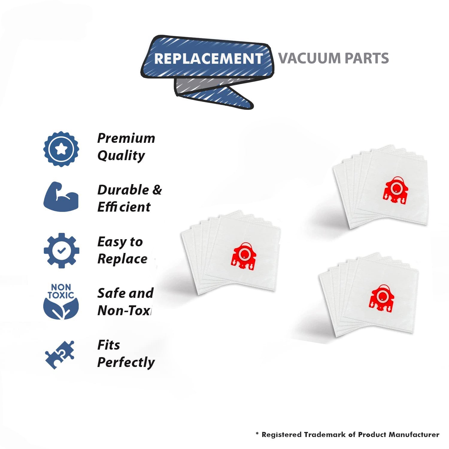 Topvacuumparts Replacement FJM Bags for Miele Canisters S200, S300, S500 Series, S700 thru S758, Zephyr # compare to parts PMM10-A