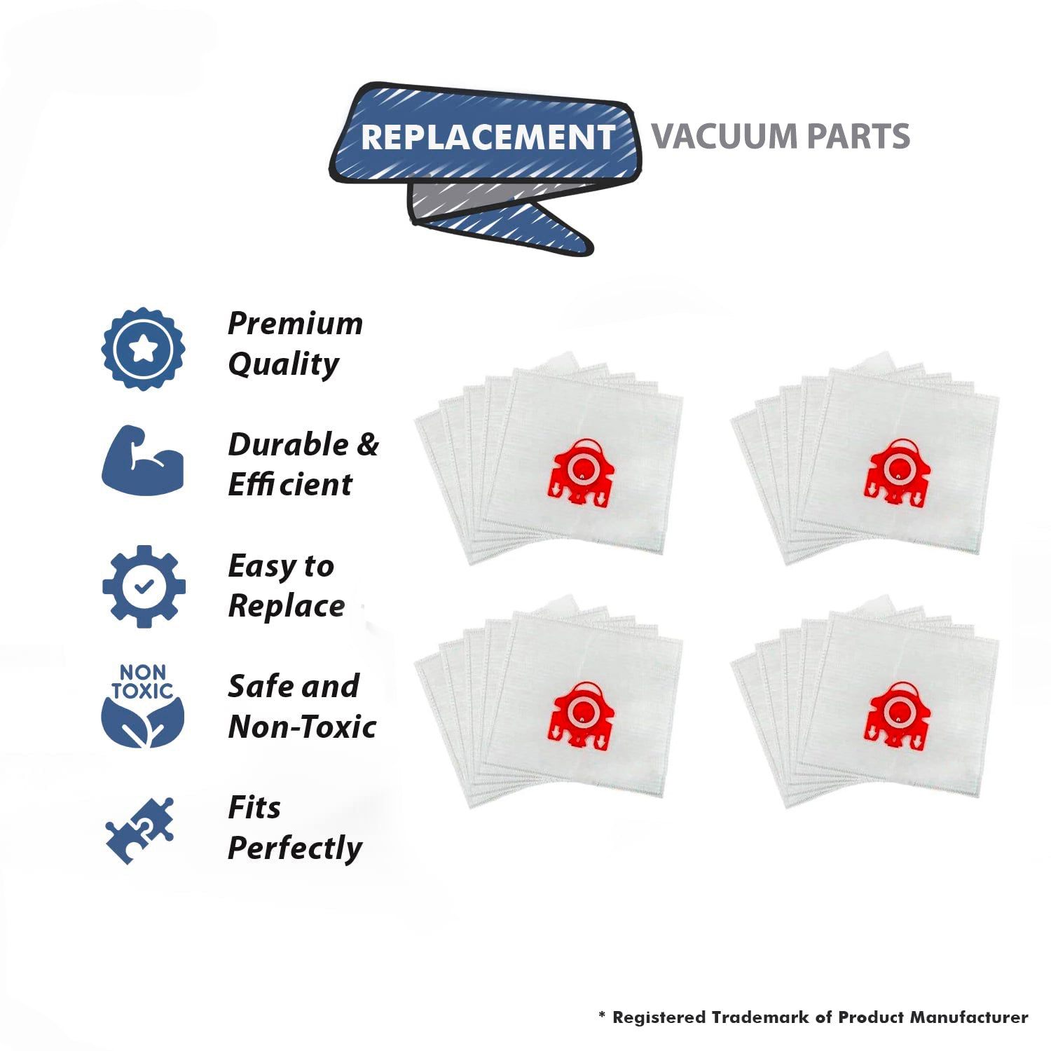 Topvacuumparts FJM Vacuum Cleaner Bags Fits For Miele FJM Vacuum Cleaner S200,  Series, S700 thru S758 # compare to parts PMM10-A