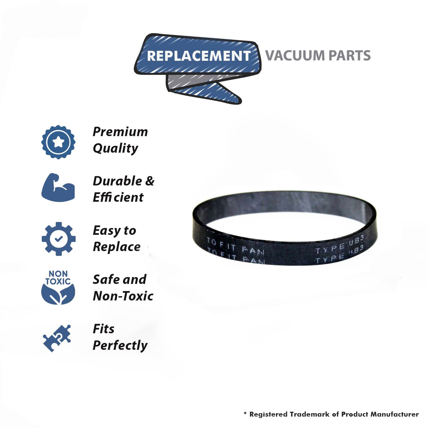 Topvacuumparts Replacement Part for Panasoinc 6200, 6400 Series Type UB3 Flat Belt # Compare to Part PR-1000