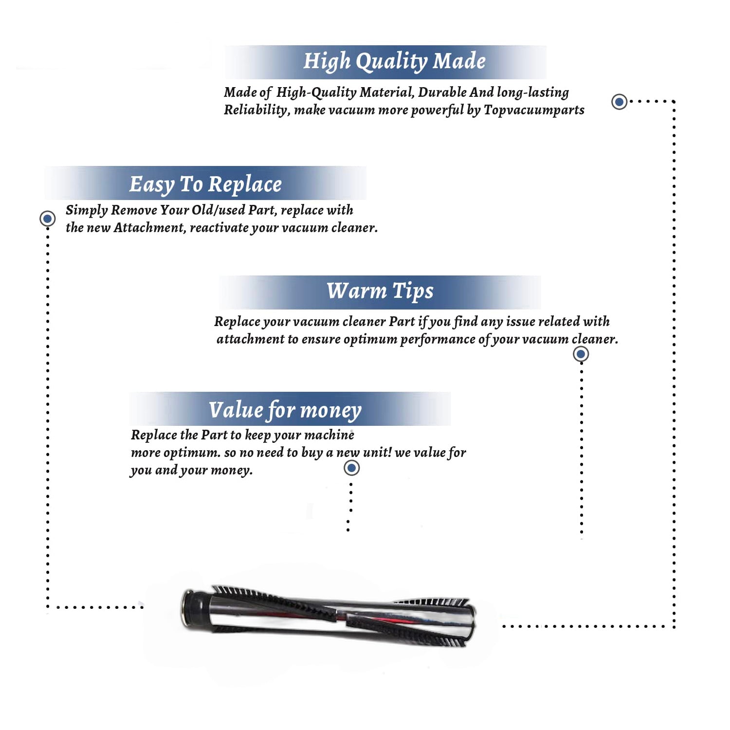 Topvacuumparts Replacement Part For Panasonic 12 Inch 4 Row 5100, 5200, 8320, 8330 Series Brushroll # compare to part PR-2000