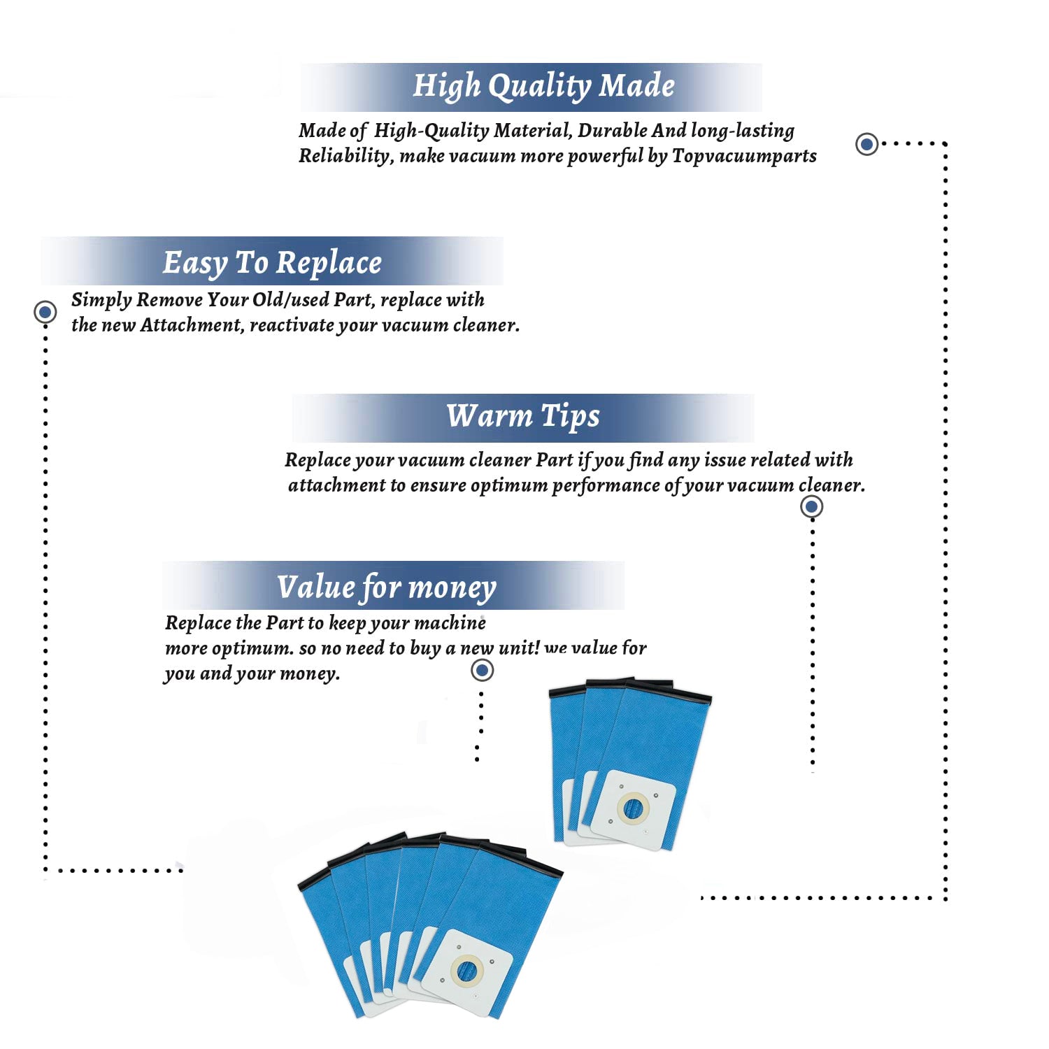 Topvacuumparts Replacement Washable Dust Bag Compatible For Samsung SC4180, SC4141, SC61B3 # compare to parts PSMS-82