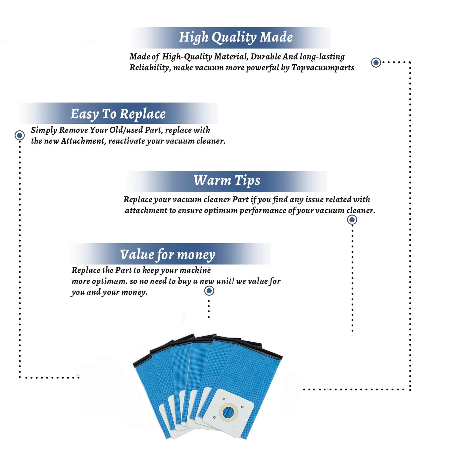 Topvacuumparts Replacement for Samsung VC-6025V Dust Bags Vacuum Cleaner DJ69-00420B # compare to parts PSMS-82