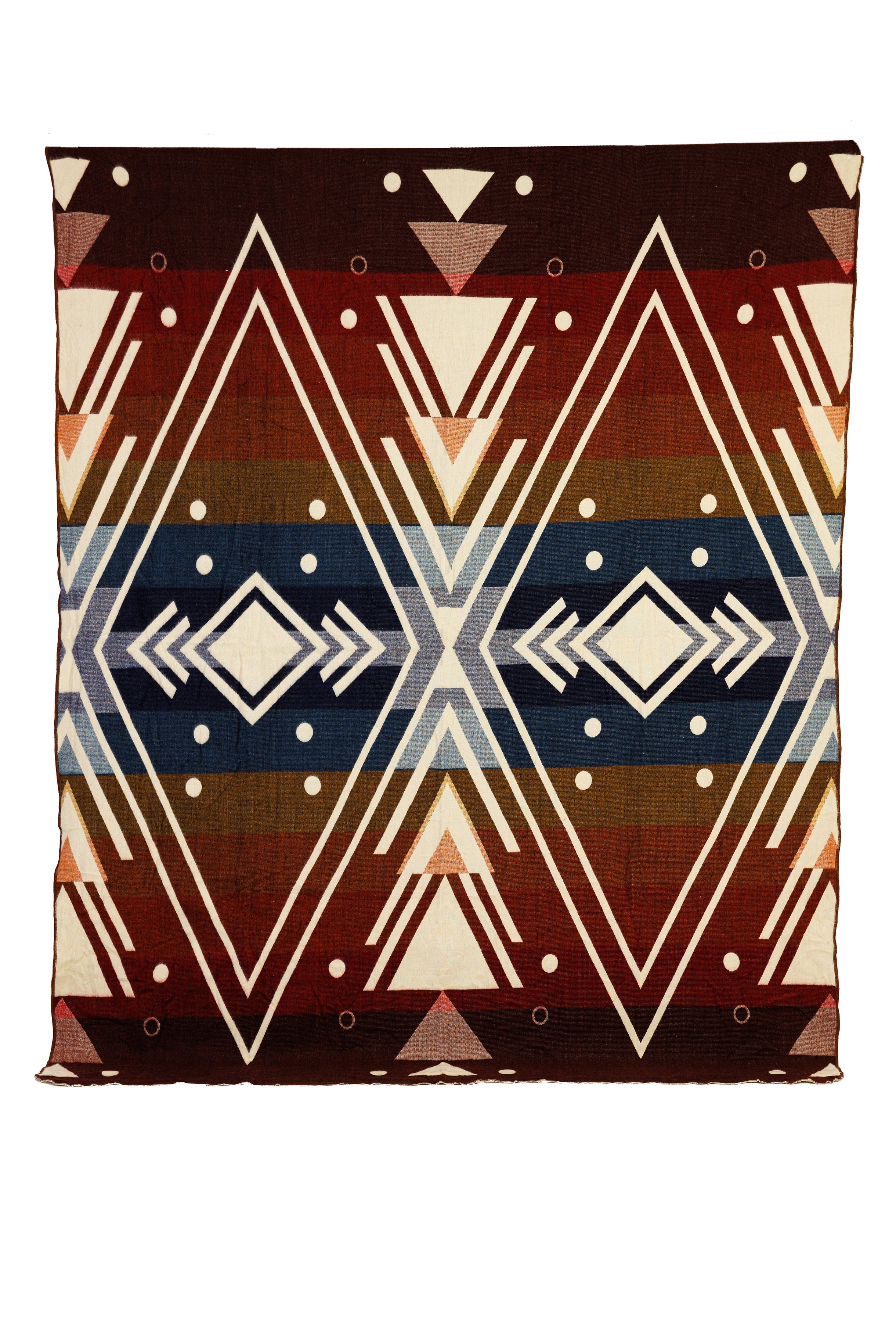 Handwoven Reversible Chevron Red Blue Peach & Brown Alpaca Throw Blanket - Yachana Collection
