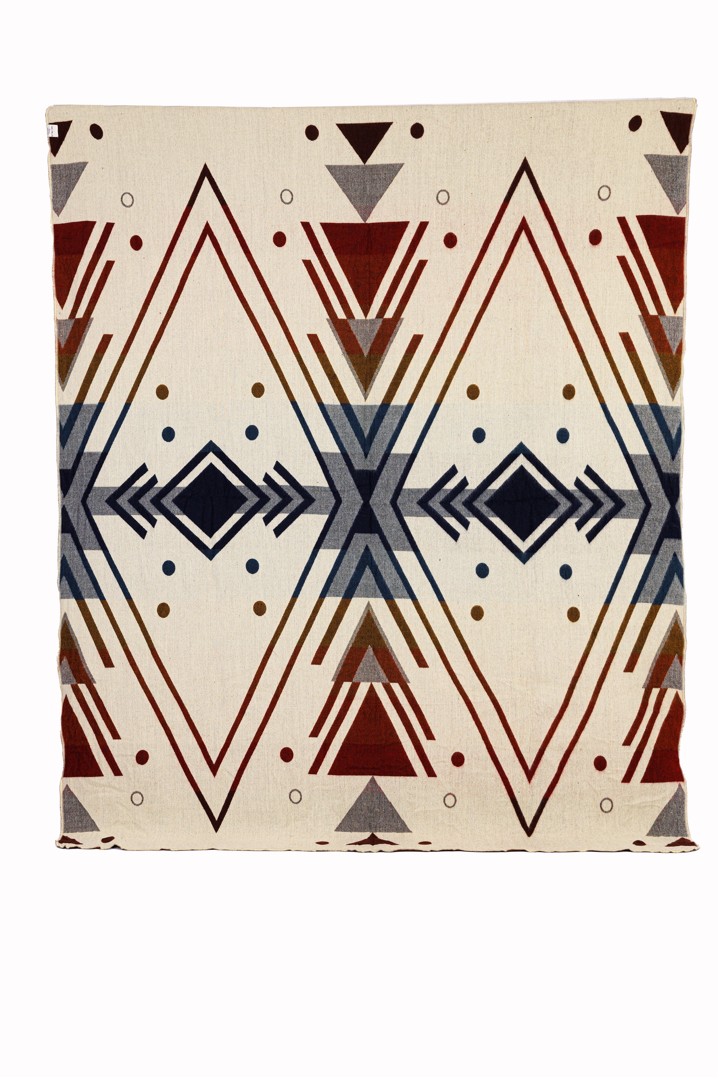 Handwoven Reversible Chevron Red Blue Peach & Brown Alpaca Throw Blanket - Yachana Collection