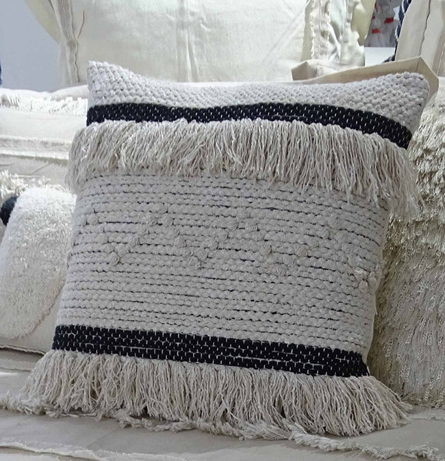 Throw Pillow Cover Black & Beige Stripes 20