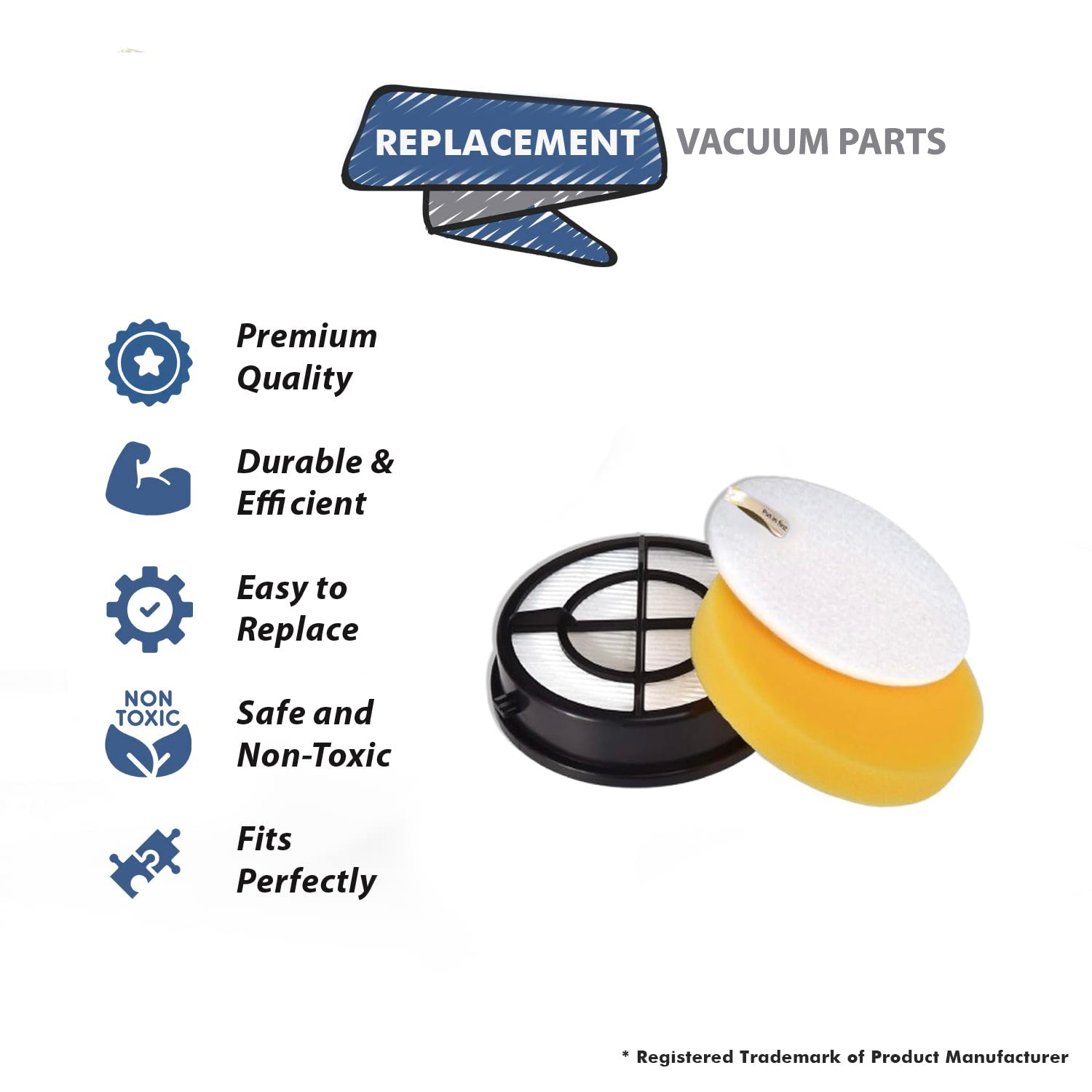 Topvacuumparts 1650 16871 Vacuum Filter Fits For Bissell Pet Hair Eraser Upright Vacuum 1650 Series, 1650A, 1650W, 16501, 16502#16871 1608861 1608860