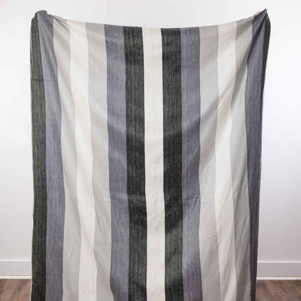 Alpaca Throw Blanket Handwoven From Ecuador - Black Grays & White - Nawi Collection
