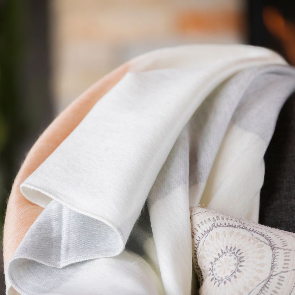 Handwoven Alpaca Throw Blanket From Ecuador -  Apricot Mist - Kallpa Collection
