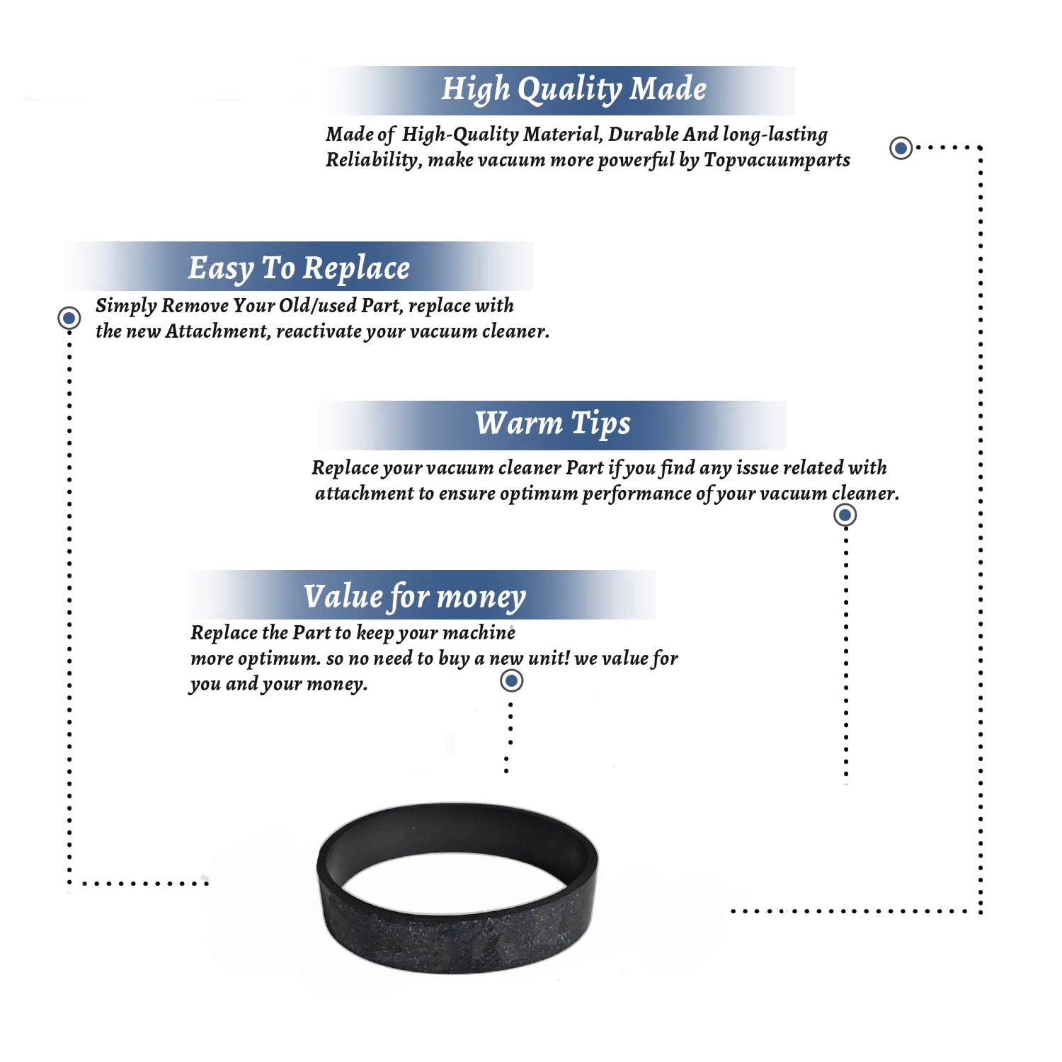 Topvacuumparts Replace Part for 1650 Power Nozzle Belt Compatible # compare to parts 1699B