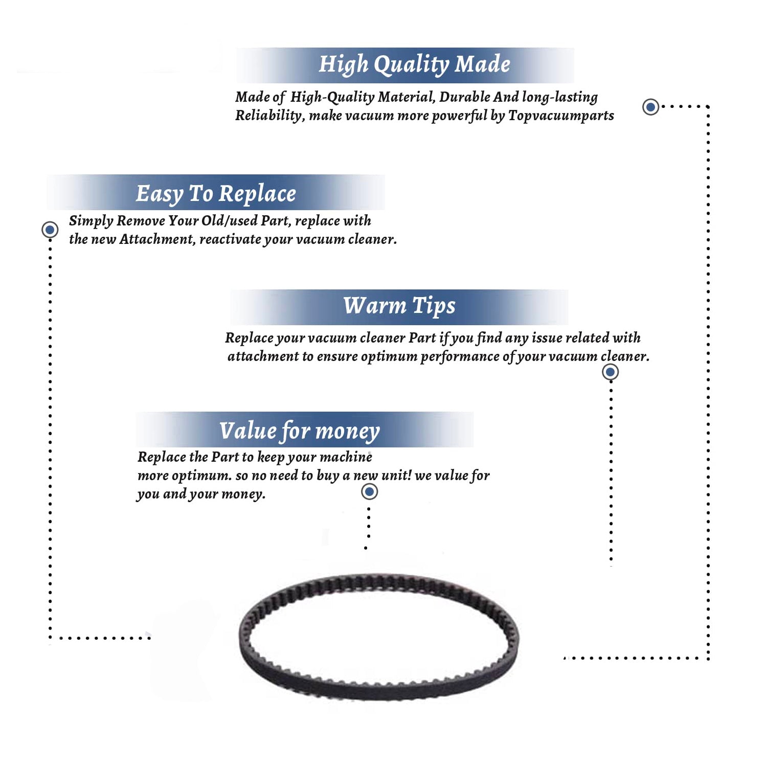Topvacuumparts Replace Part for rexair Vacuum Cleaner Geared Belt Compatible # compare to parts 4879