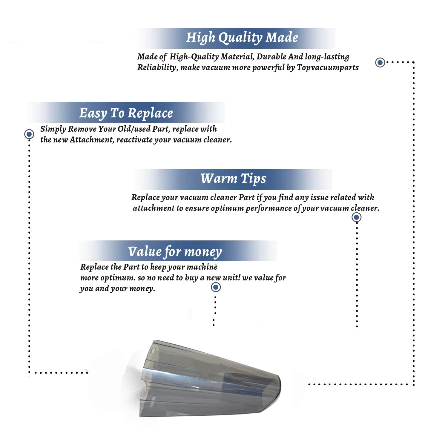 Topvacuumparts Replacement Part For readivac Storm Hand Vacuum Cleaner Dirt Cup # compare to part RH2000-206