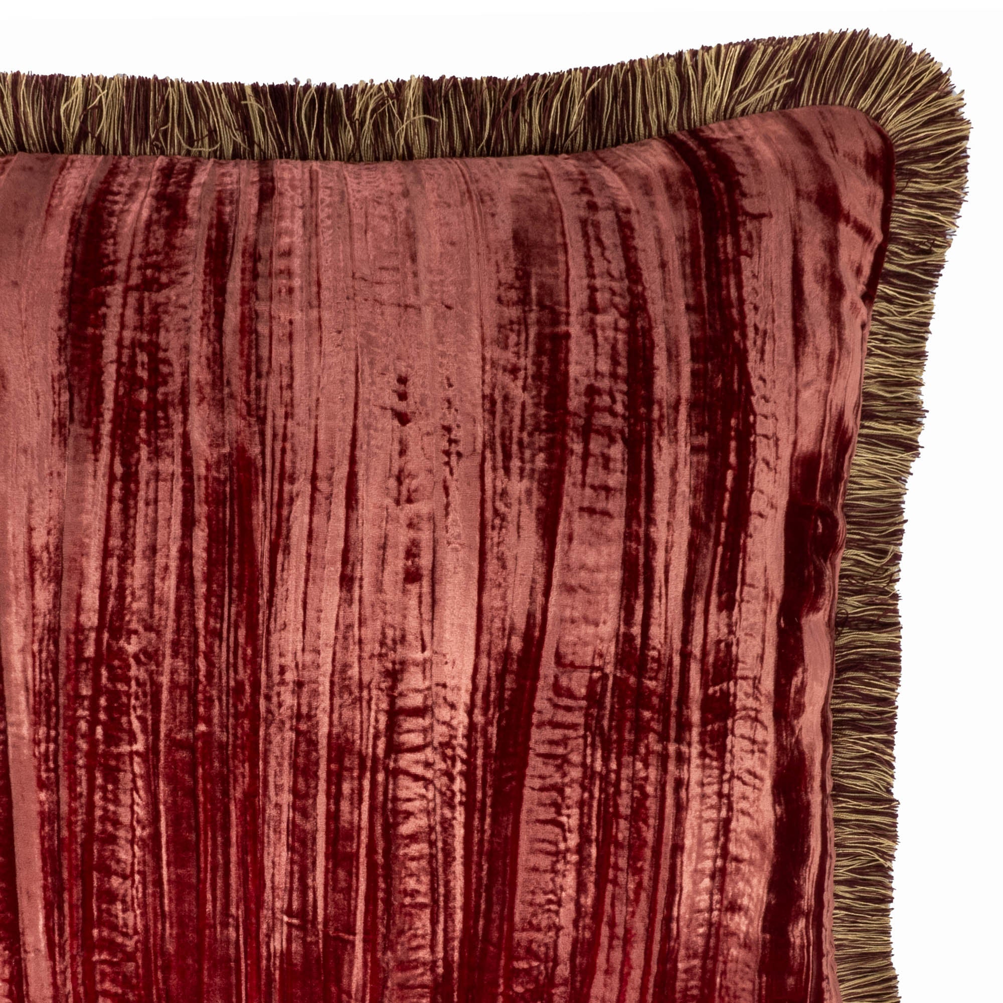 Red Fringed Silk Velvet Throw Pillow 20