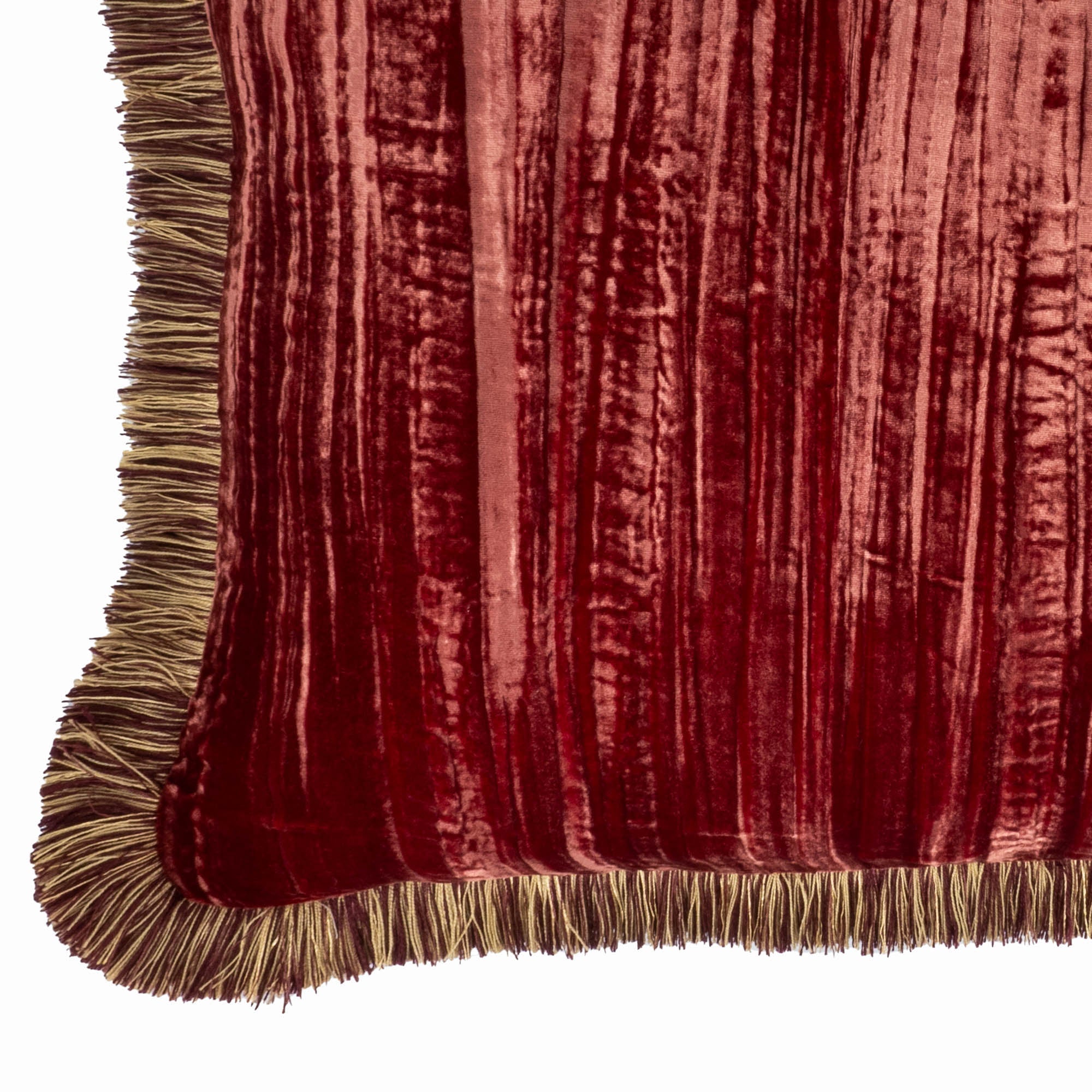 Red Fringed Silk Velvet Throw Pillow 20