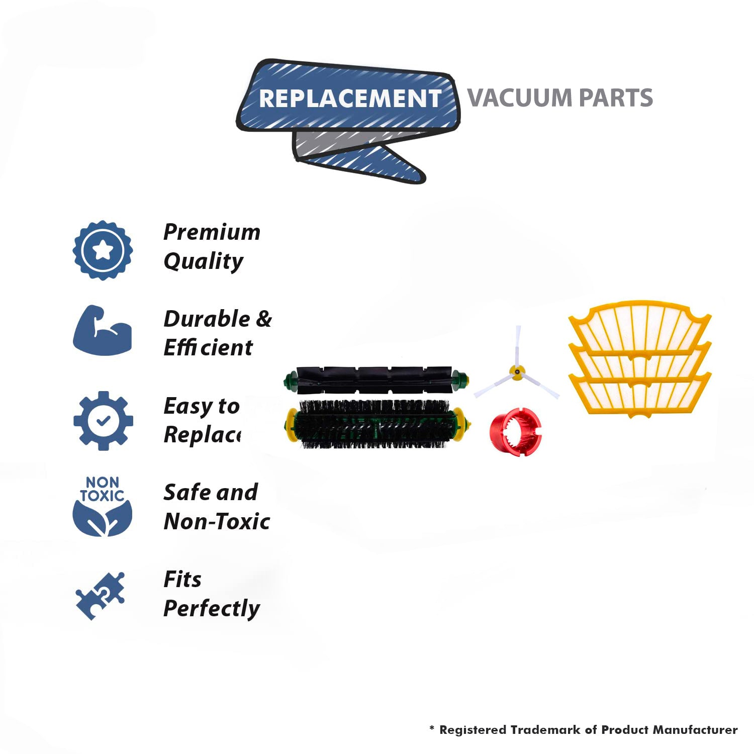 Topvacuumparts Accessories Filters Brushes, Compatible For Irobot 500 Series 555 and Other Models Cleaning # compare to parts ROMBA 500 SERIES KIT