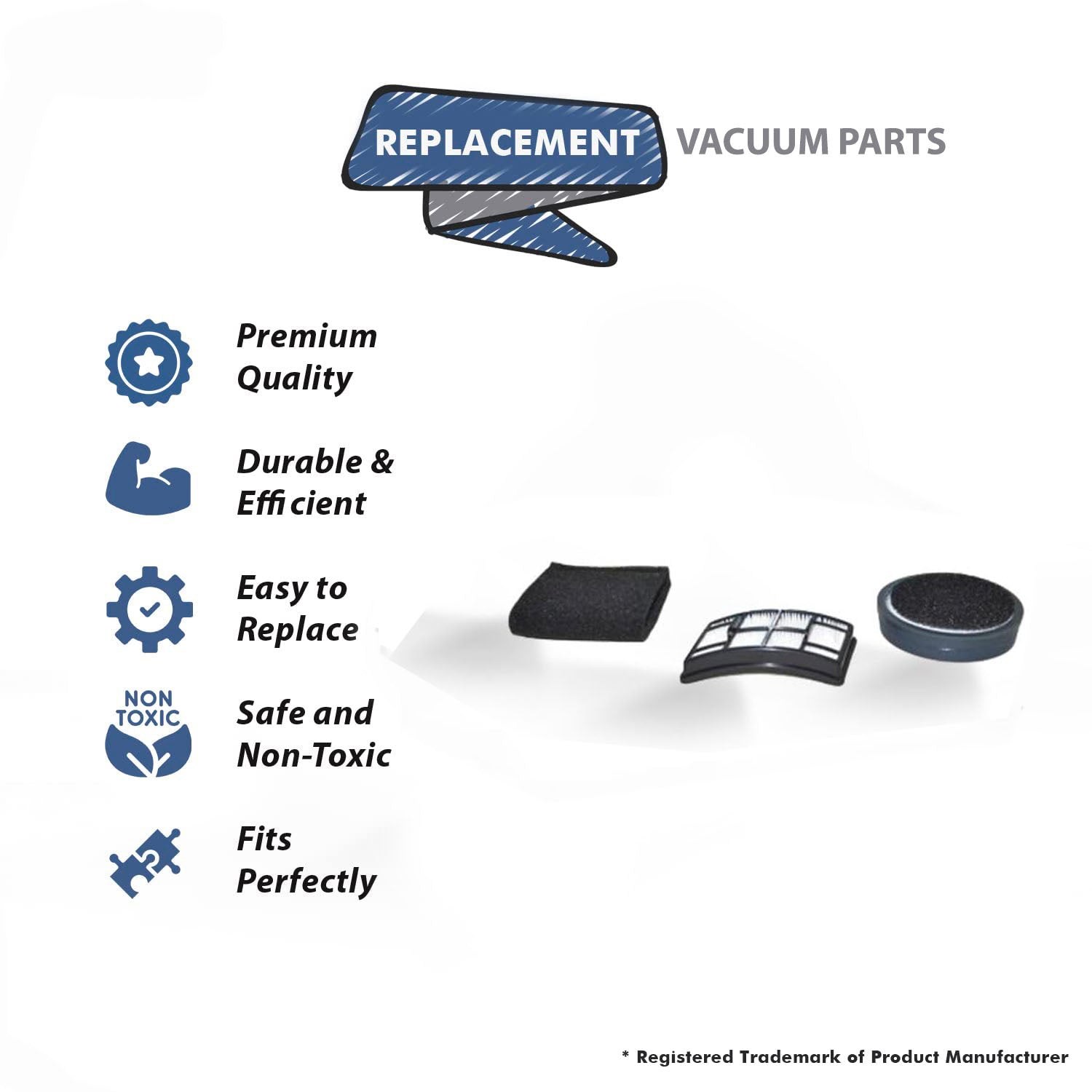 Topvacuumparts Replacement For Riccar R60,S60 Vacuum Cleaner Spiffy Hepa Media Filter Set # Compare to Part SF 60