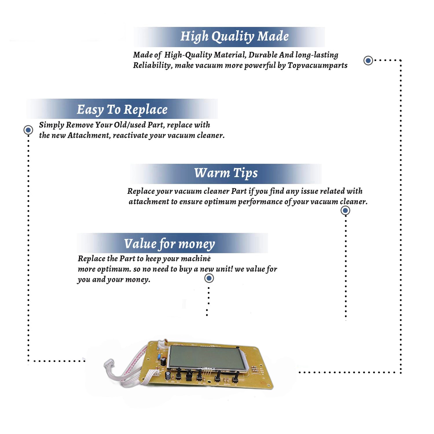 Topvacuumparts Replacement Part For Heat Smart Heater SSF1500 Upright Vacuum Cleaner LCD Module # compare to part SSG115