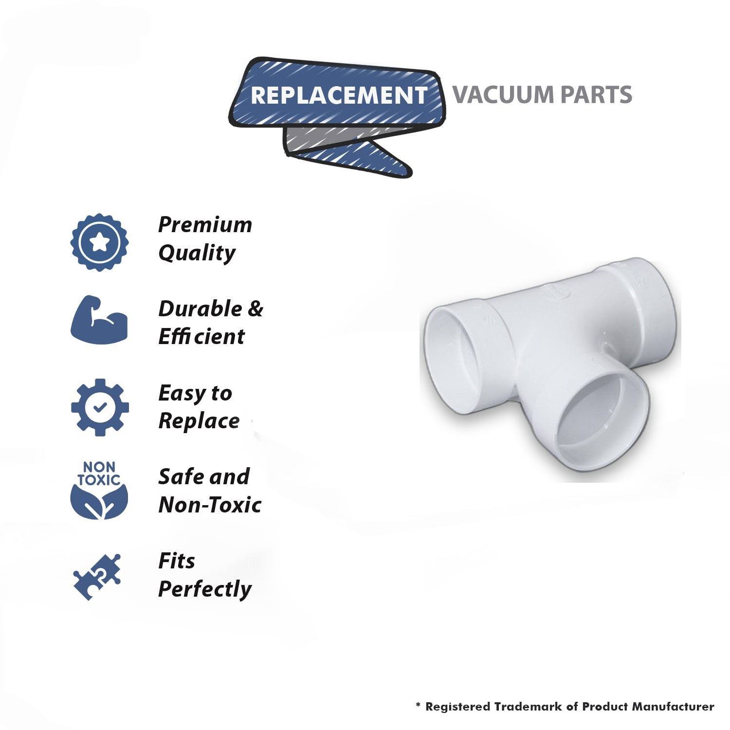 Topvacuumparts Replacement Part For Plastiflex Central Vacuum Cleaner 90° Sweep Tee Fitting # compare to part SV8048