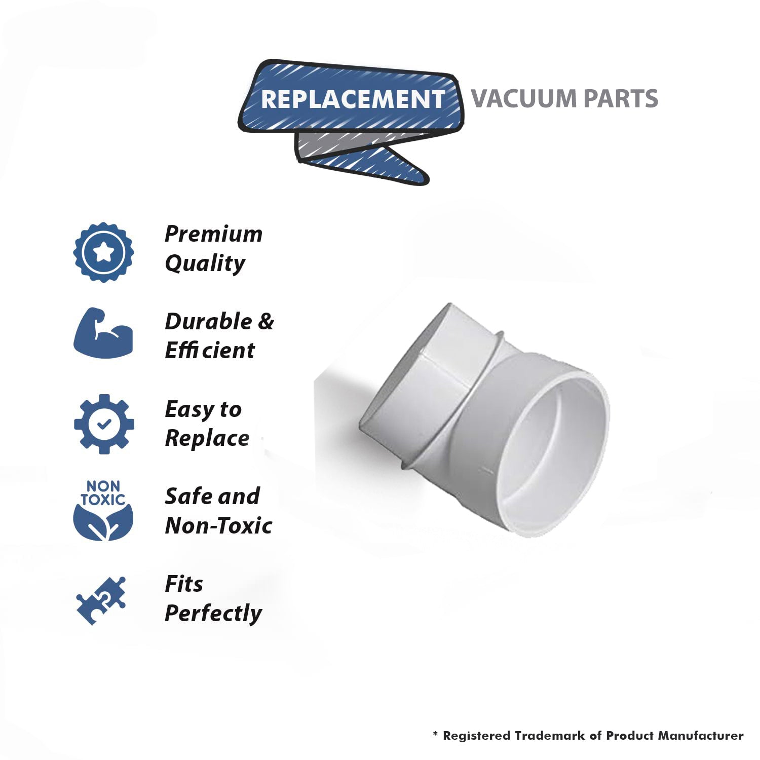 Topvacuumparts Replacement Part For Plastiflex Vacuum White Spigot 45 Degree Fitting # compare to part SV8060