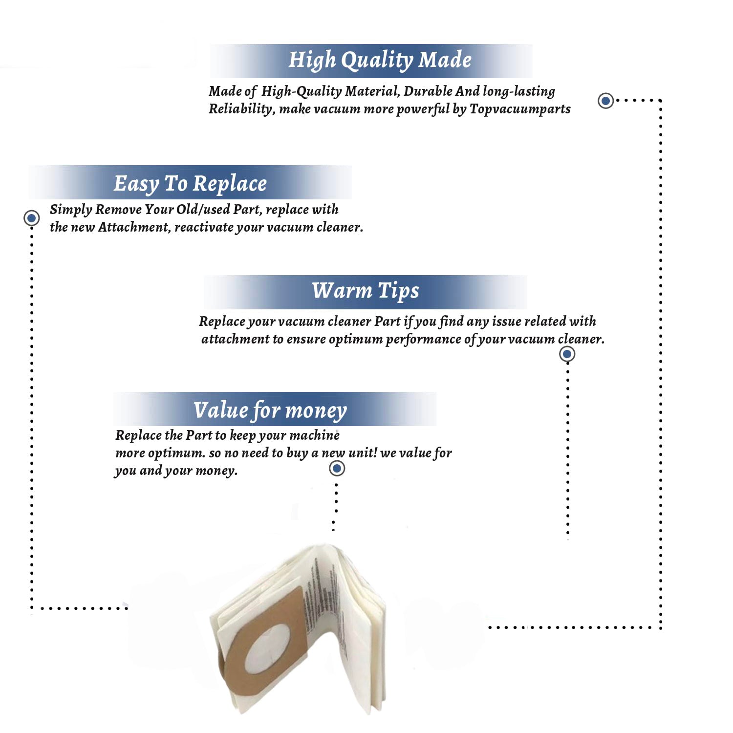 Topvacuumparts Vacuum Paper Bags Type G Replacement Part For Dirt Devil Models 9PK # compare to part T5704