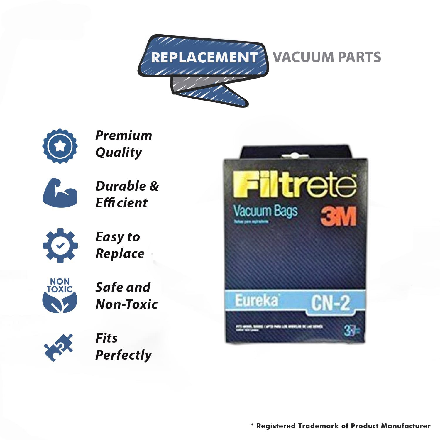 Topvacuumparts Replacement For Eureka Type CN-2 Vacuum Cleaner 3m, 3 Paper Bag # Compare to Part T7712A