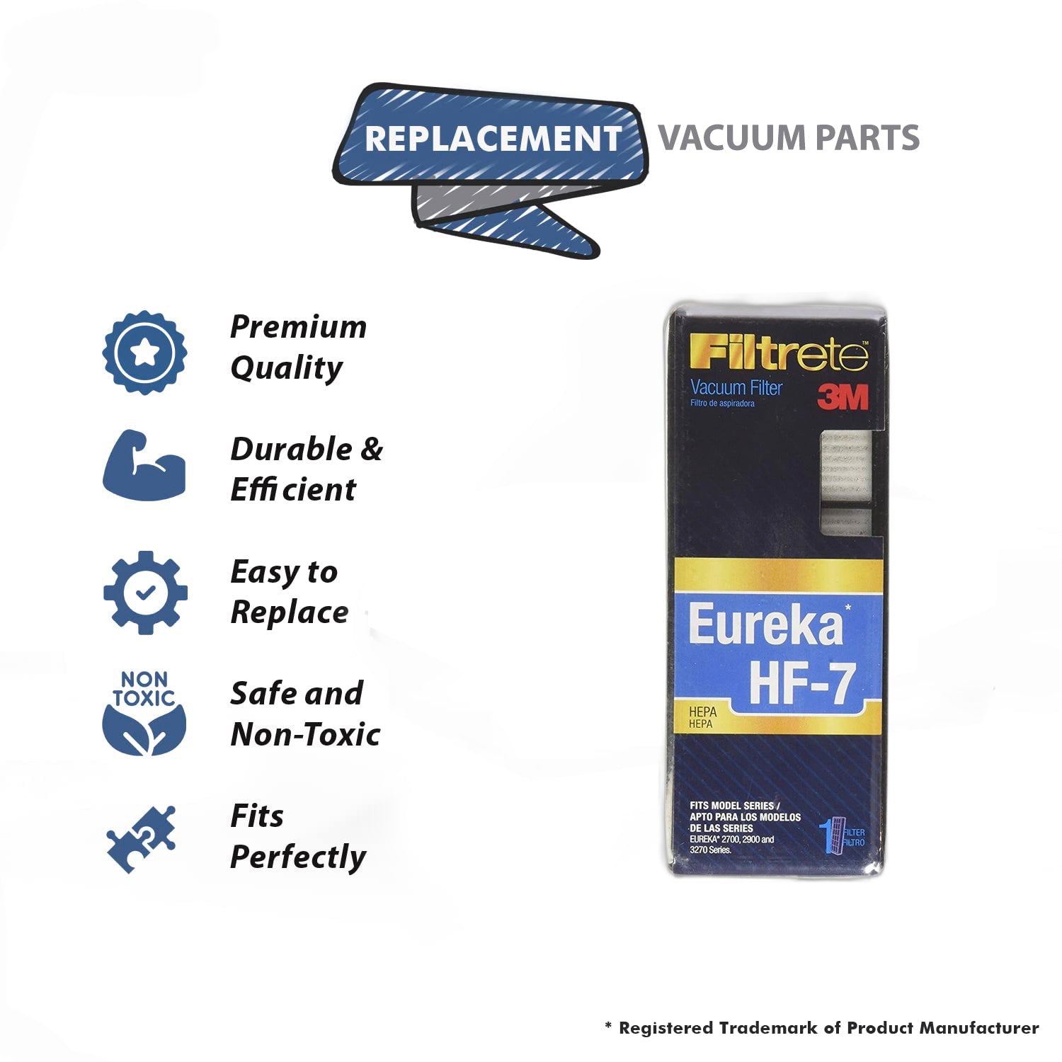 Topvacuumparts Replacement Part For Eureka HF7 Vacuum Cleaner 3M Filter # compare to part T7807A