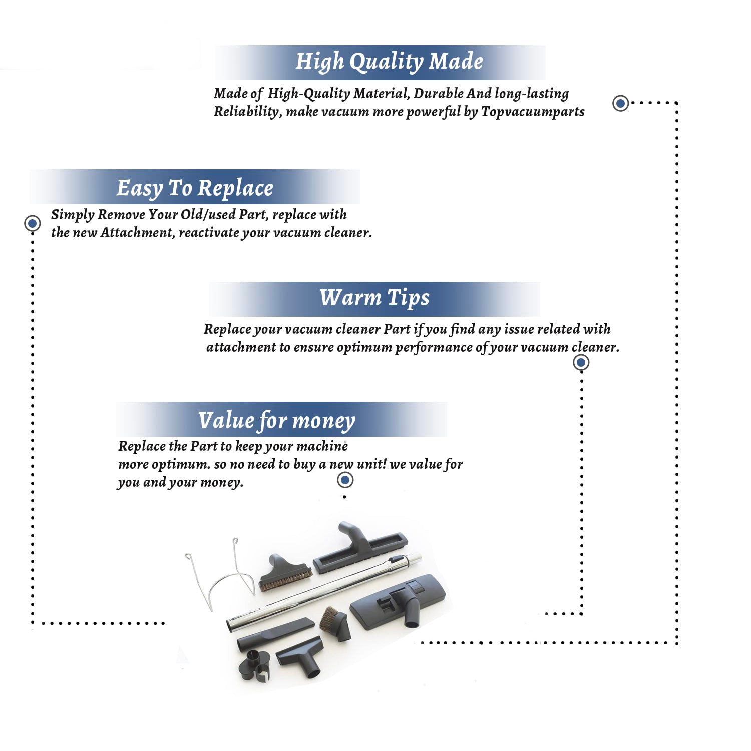 Topvacuumparts 9 Pcs Vacuum Attachments Fit for Shop Vac Accessories 1 1/4