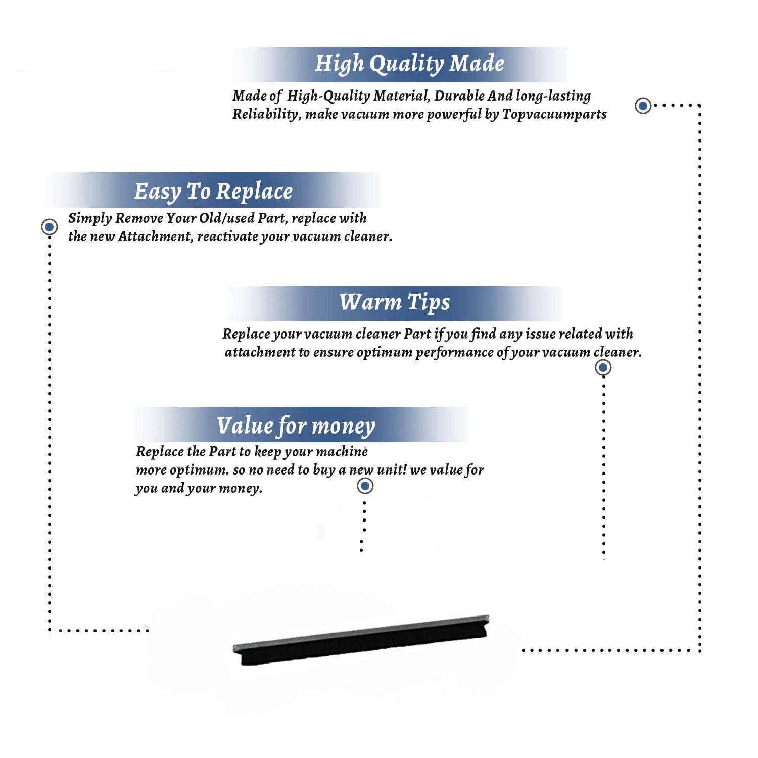 Topvacuumparts Replacement Part For Fitall Un-125 Vacuum Cleaner Brush Strip # compare to part UN125-BI