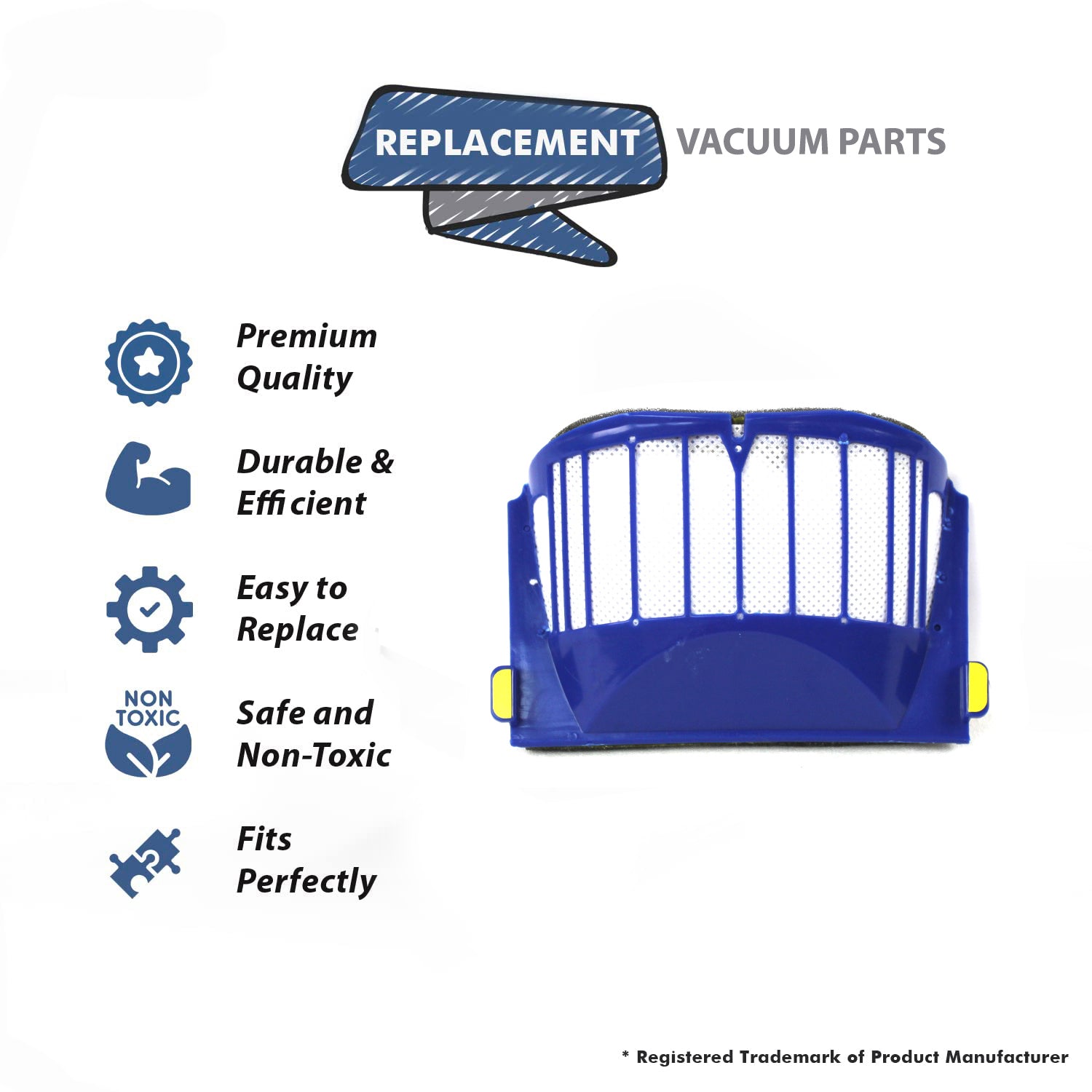Topvacuumparts Replacement Part For Roomba 500,600 Vacuum Cleaner iRobot Hepa Filter # compare to part USAFIL406