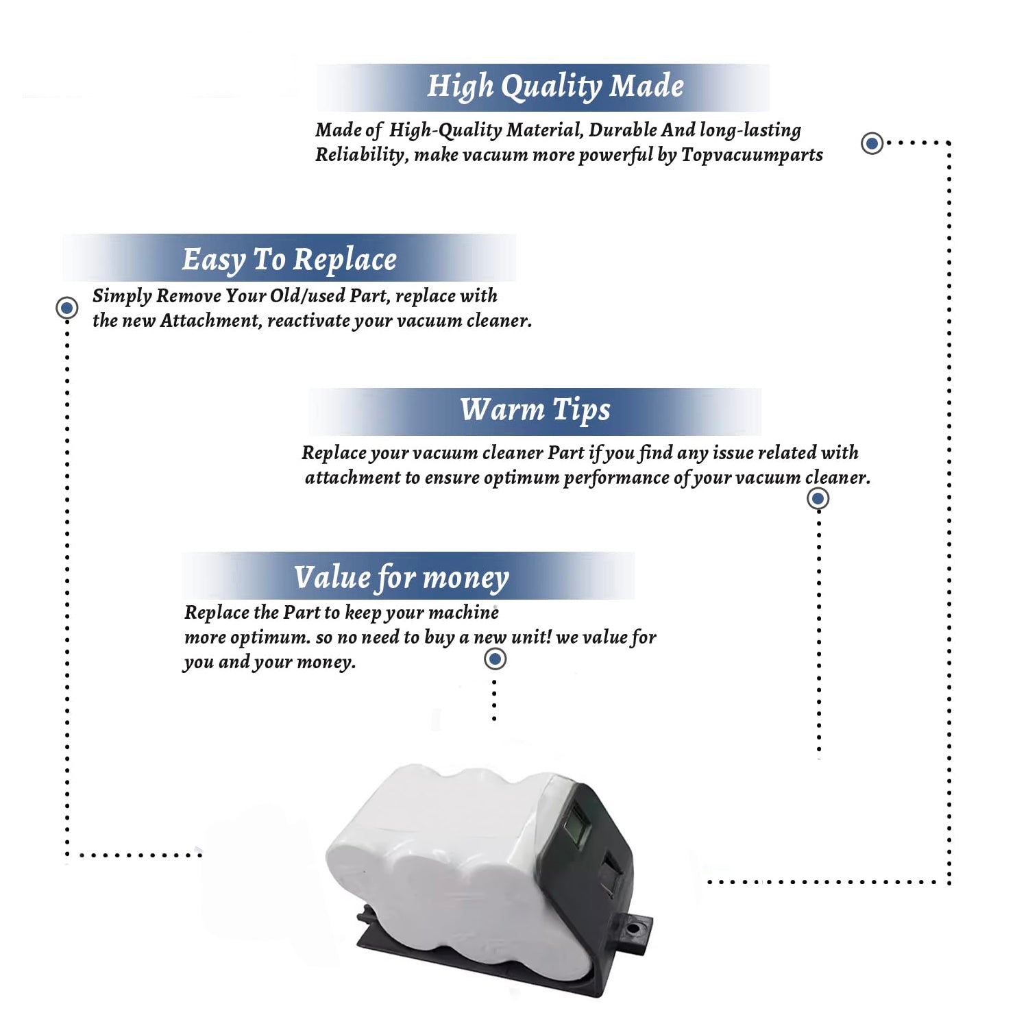 Topvacuumparts Replace Part For shark UV610DT, UV610BL, UV614H Vacuum Cleaner Battery Pack # Compare to Part Number XBP610