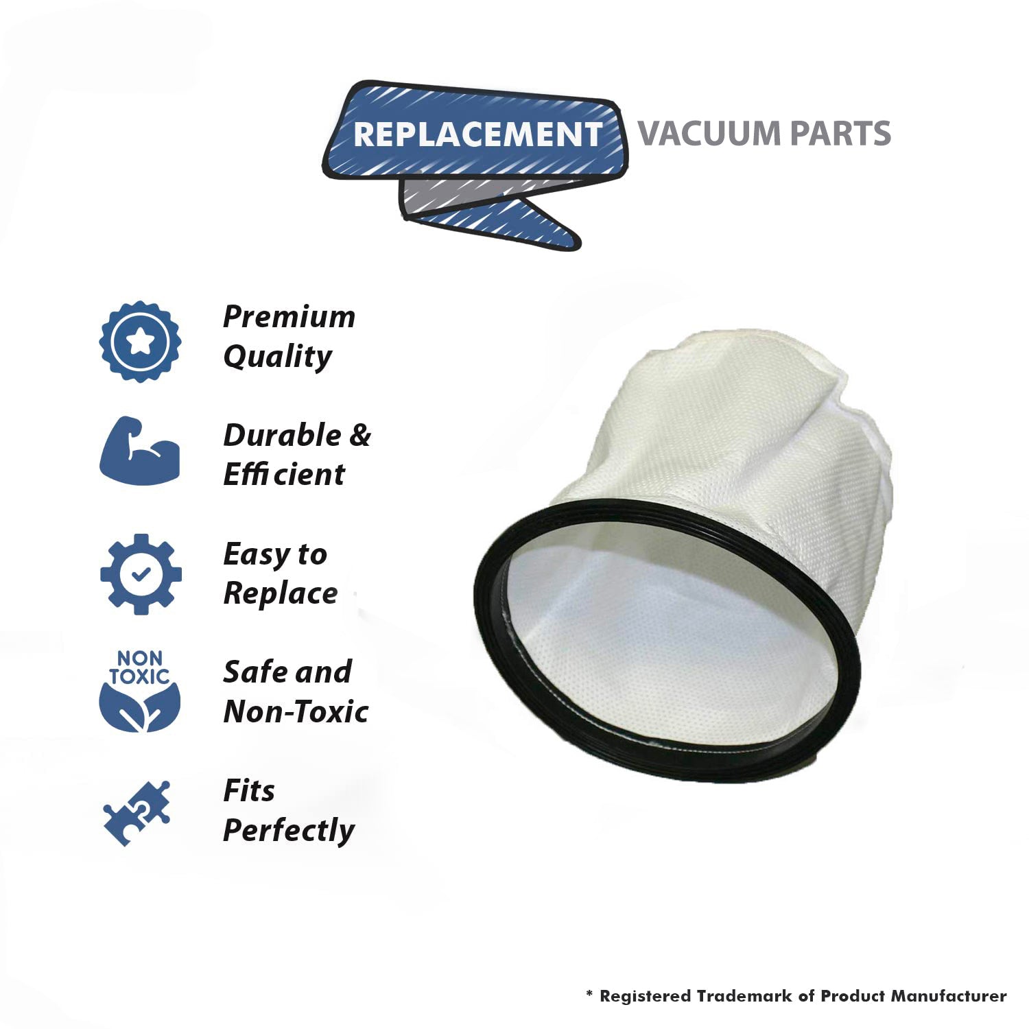 Topvacuumparts Replacement Part For Dust Care 6 Quart Backpack Vacuum Cleaner Cloth Bag # compare to part XCABC-Z4