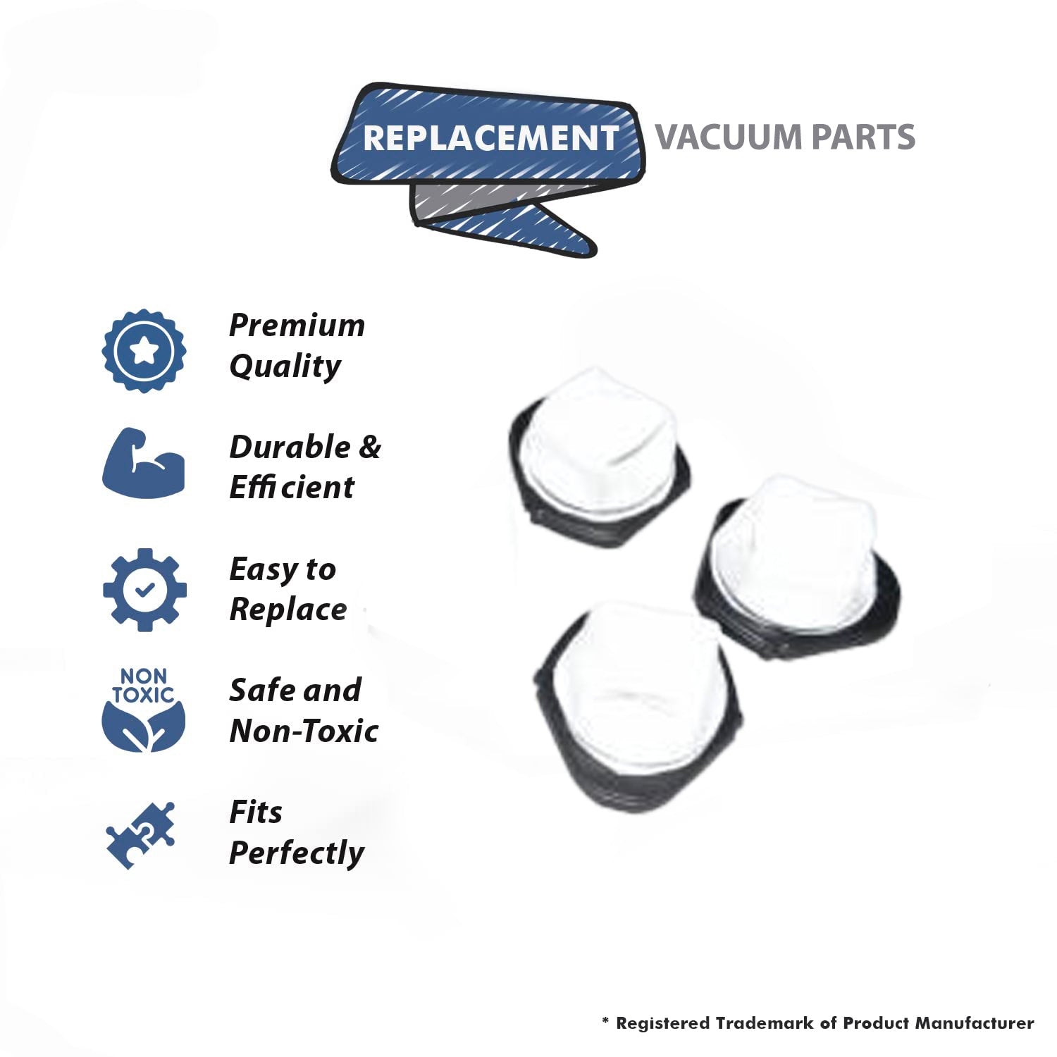 Topvacuumparts Replacement Part For Shark SV735, SV738, SV75 Vacuum Cleaner Dirt Cup Filter 3Pk # Compare To Part XSB726N