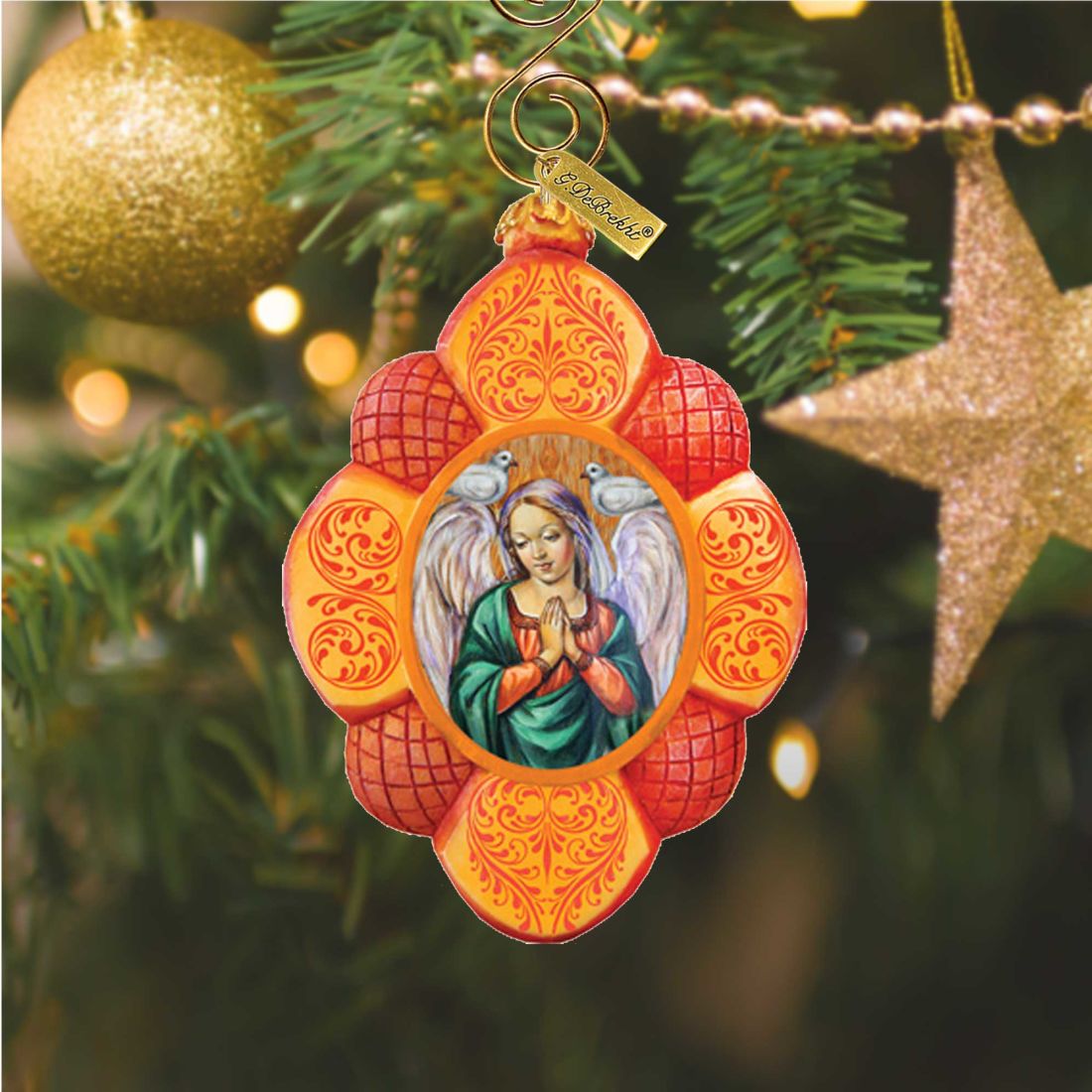 Guardian Angel Sculpted Hand-Painted Christmas Ornament by G. DeBrekht - Nativity Holiday Decor - 610831