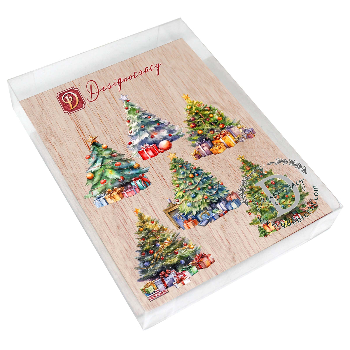 Christmas Tree Decorative Eco Wood Magnets Set of 6 by G. Debrekht - Christmas Decor - 8090044G-S6