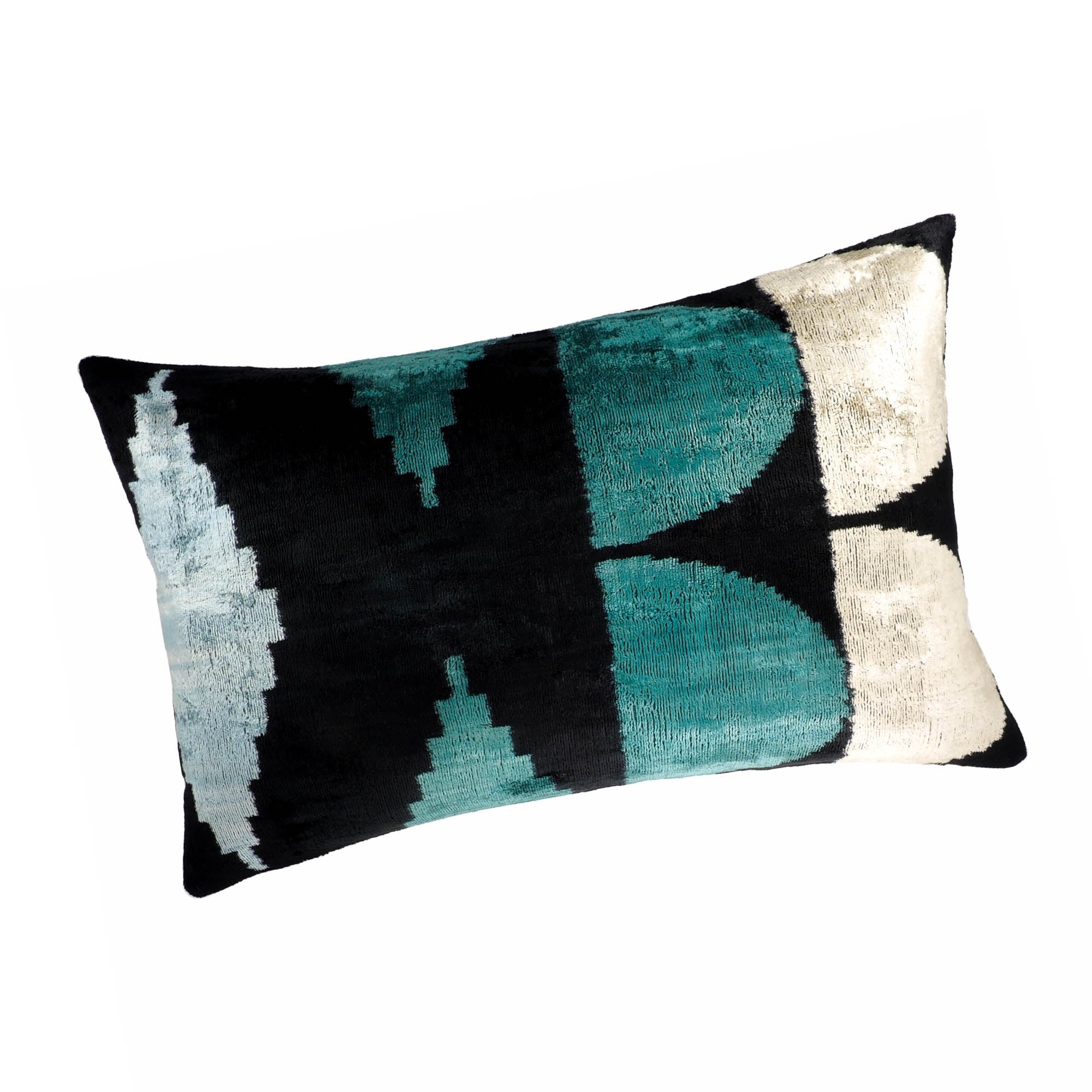 ArtDeco Silk Velvet Ikat Throw Pillow Cover, 16 x 24