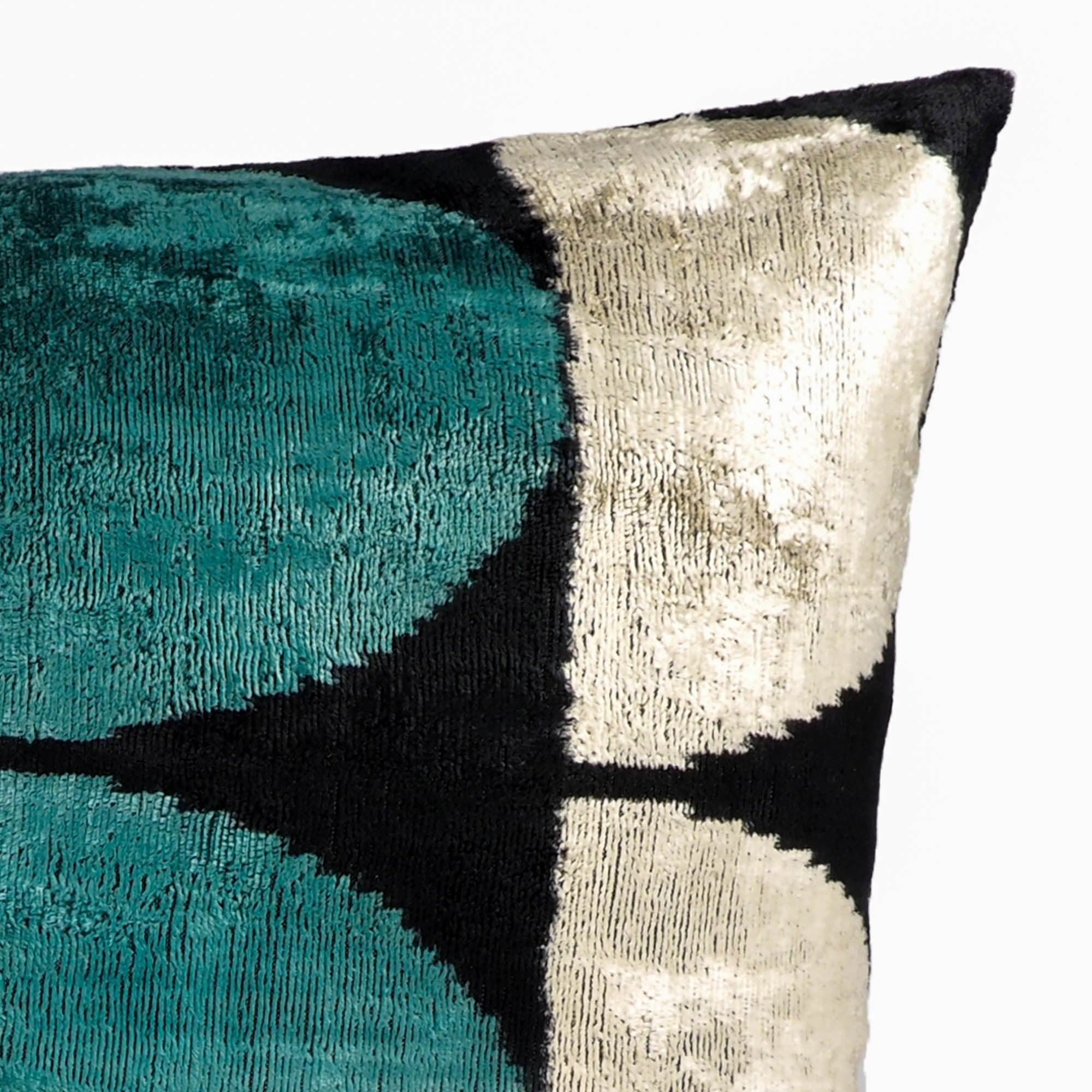 ArtDeco Silk Velvet Ikat Throw Pillow Cover, 16 x 24
