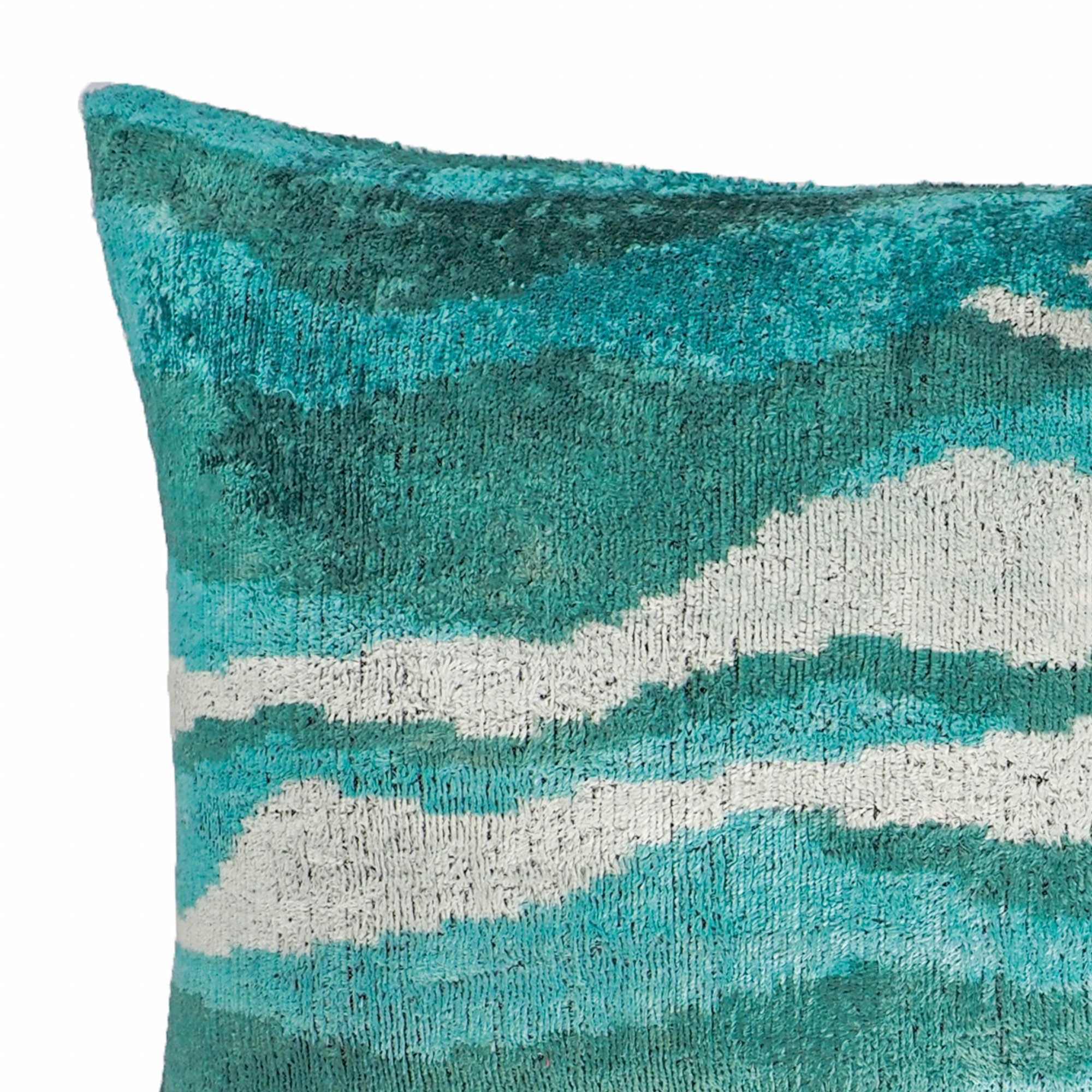 Atlantic Silk Velvet Ikat Throw Pillow Cover, 16 x 24