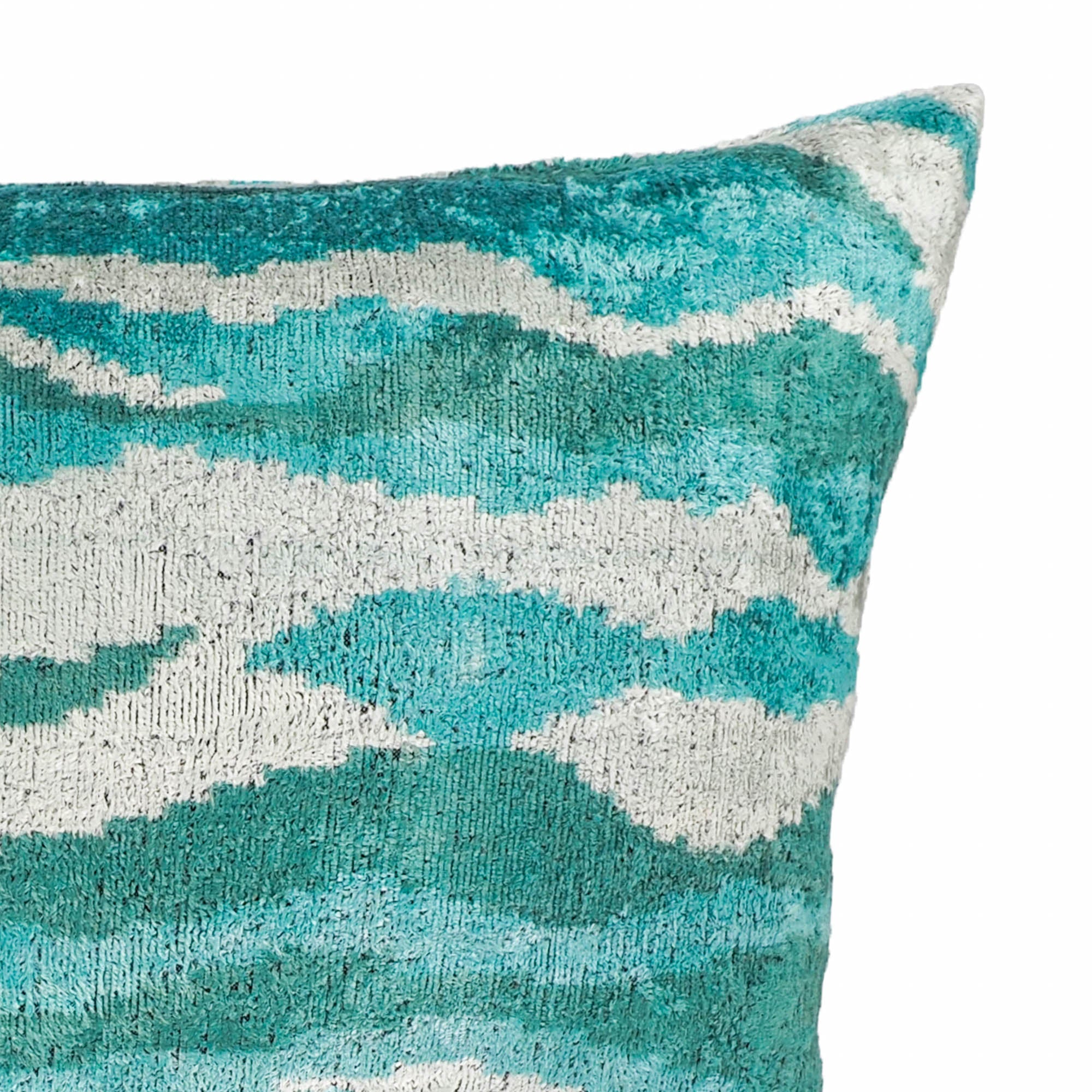 Atlantic Silk Velvet Ikat Throw Pillow Cover, 16 x 24