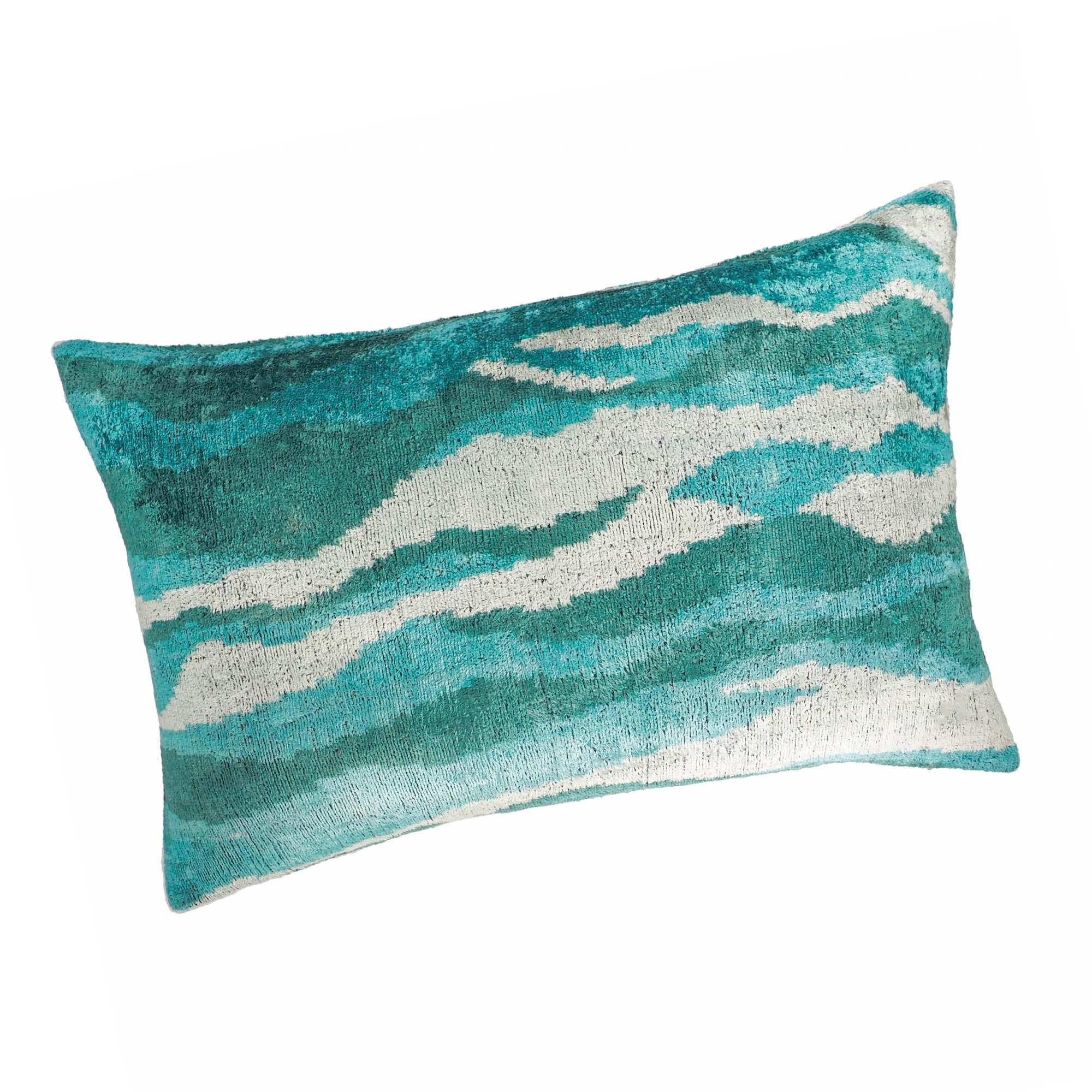 Atlantic Silk Velvet Ikat Throw Pillow Cover, 16 x 24