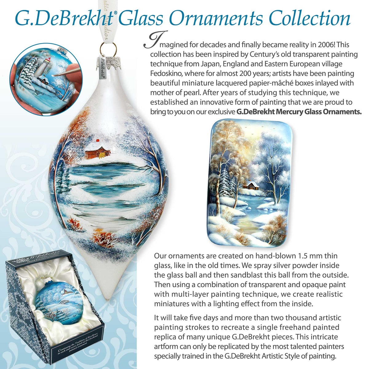 Santa Knocking at the Door Tree Glass Ornament by G. Debrekht - Christmas Santa Snowman Decor - 762-030