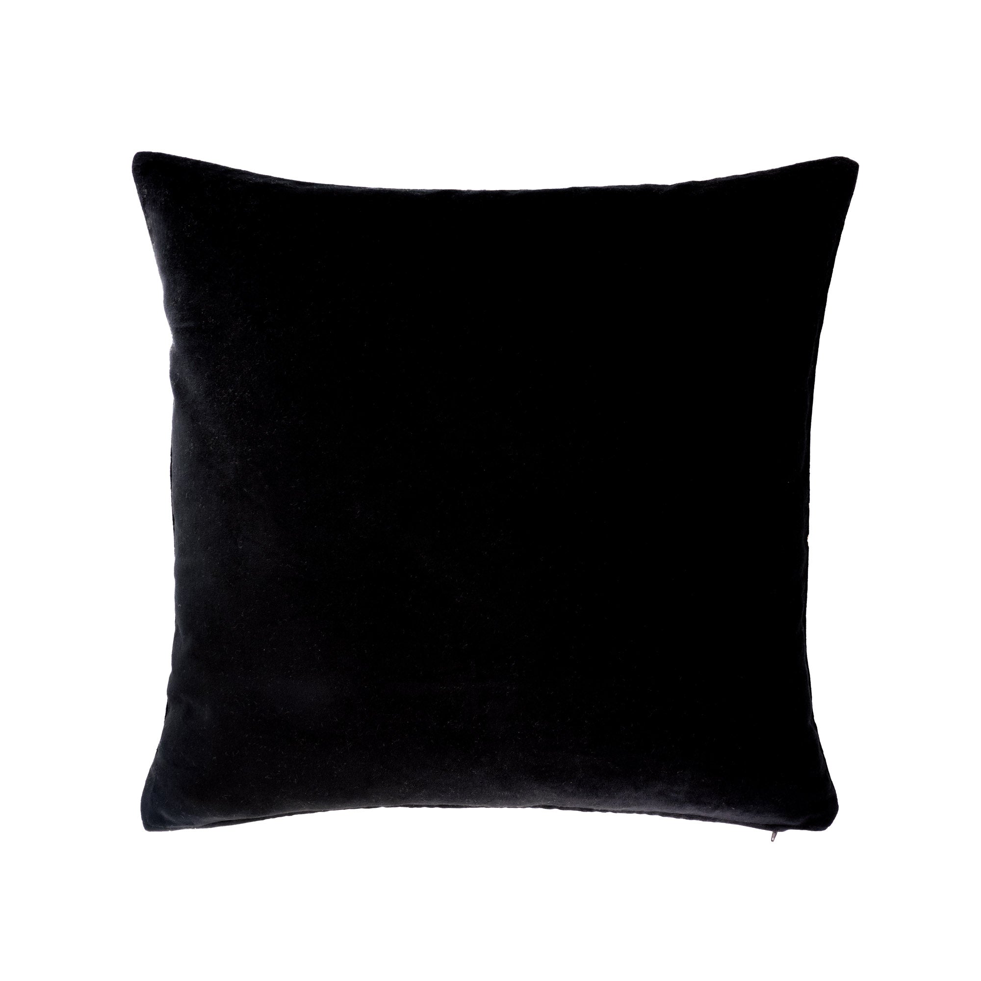 Black Velvet Throw Pillow with Gold Embroidery, 20 x 20