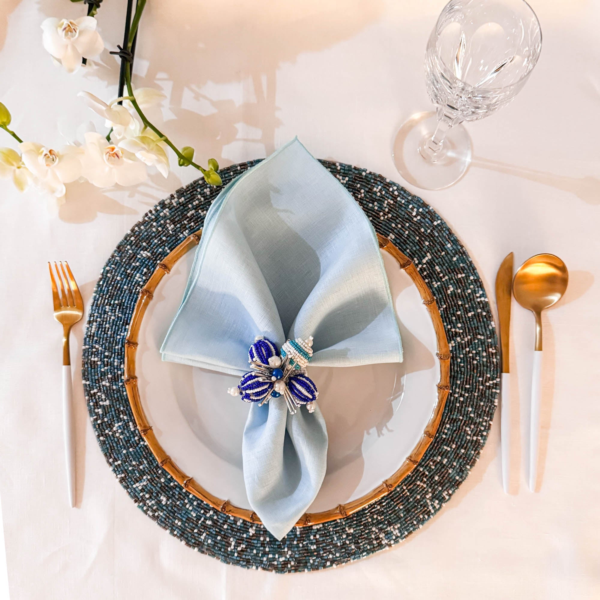 Blue Linen Dinner Napkins, Set of 4