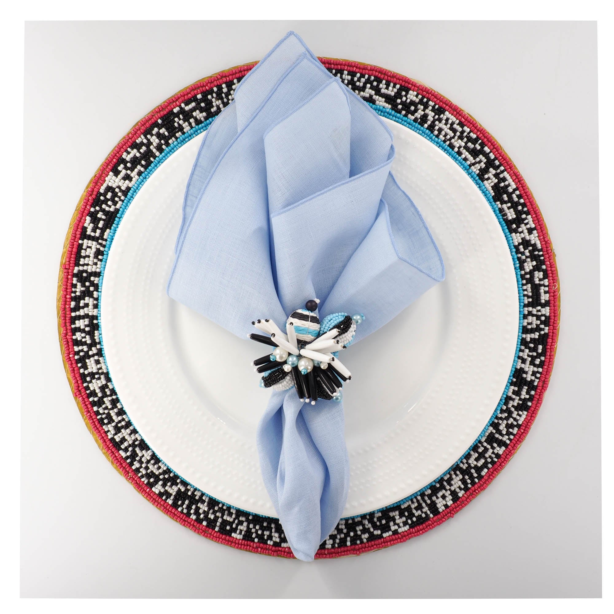 Blue Linen Dinner Napkins, Set of 4