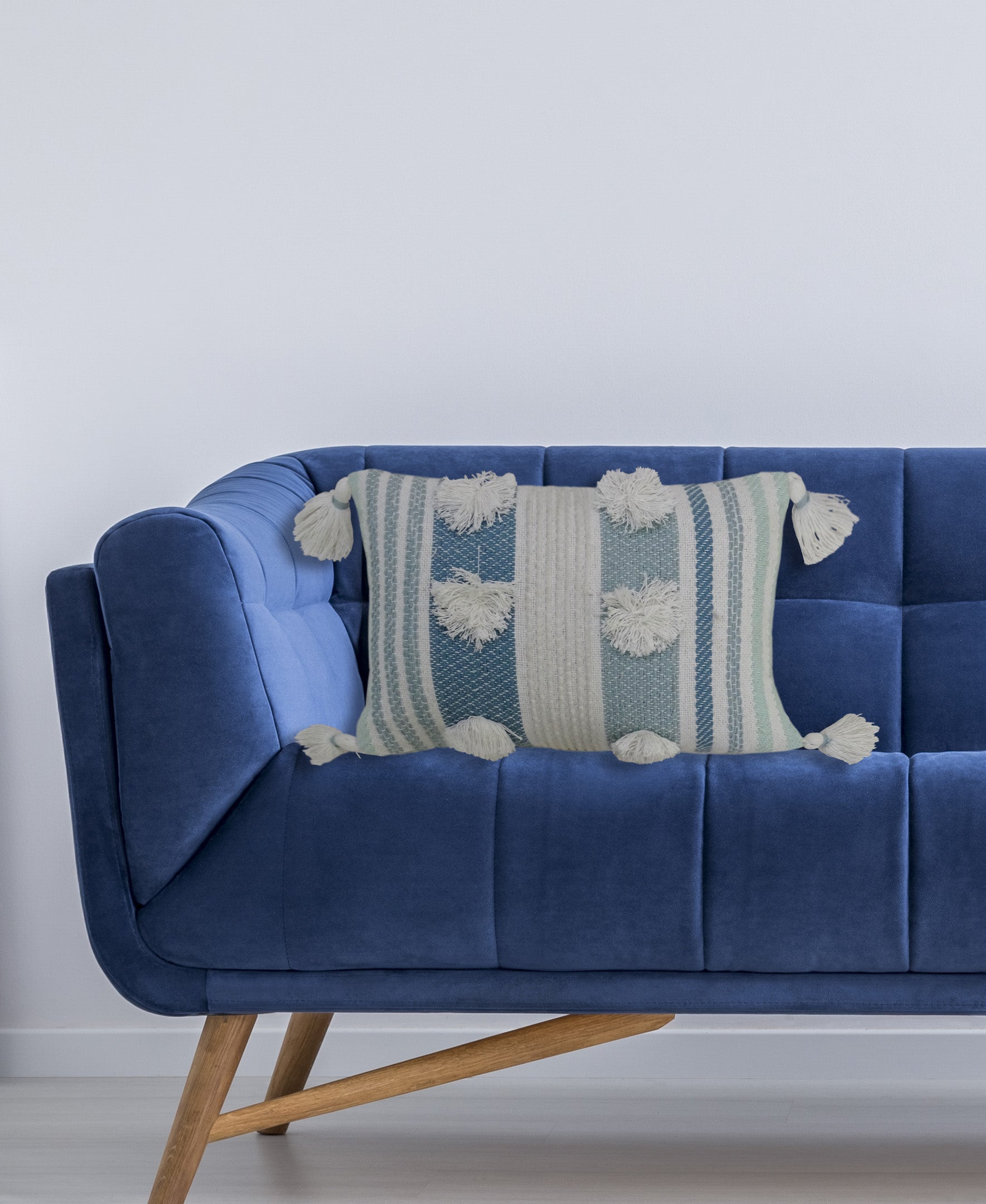 Accent Pillow with Large Poms and Corner Tassels 14
