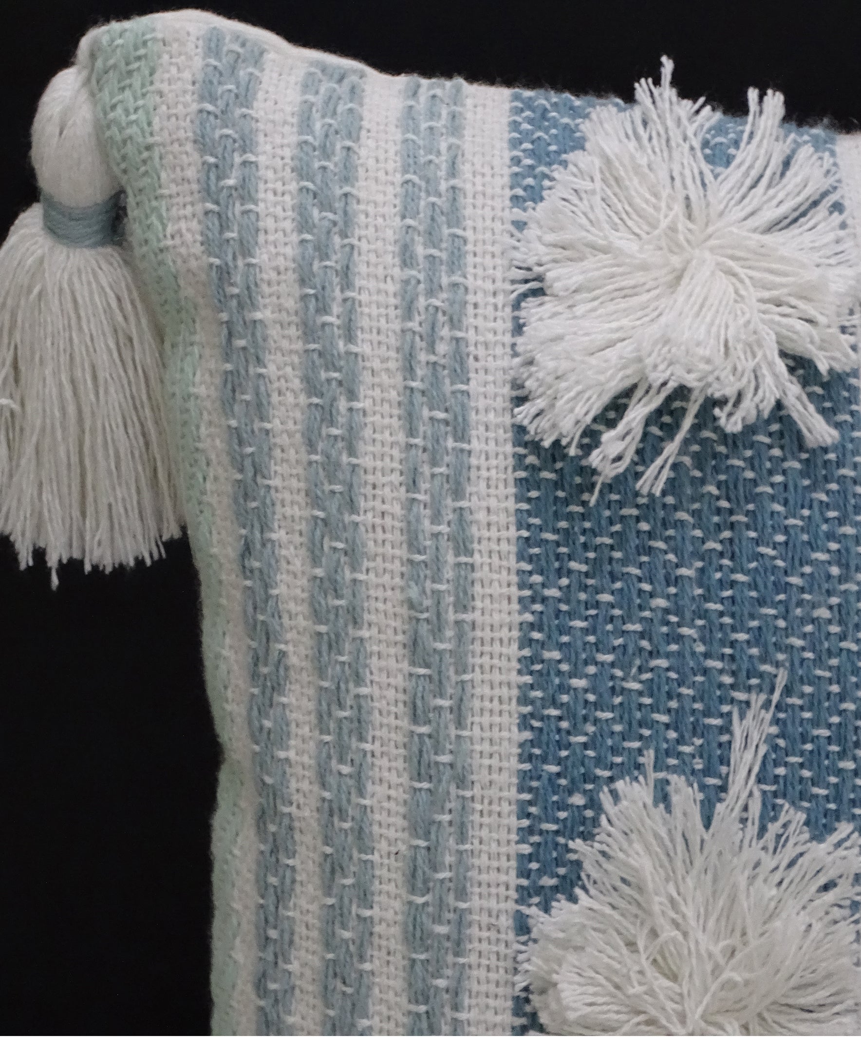 Accent Pillow with Large Poms and Corner Tassels 14