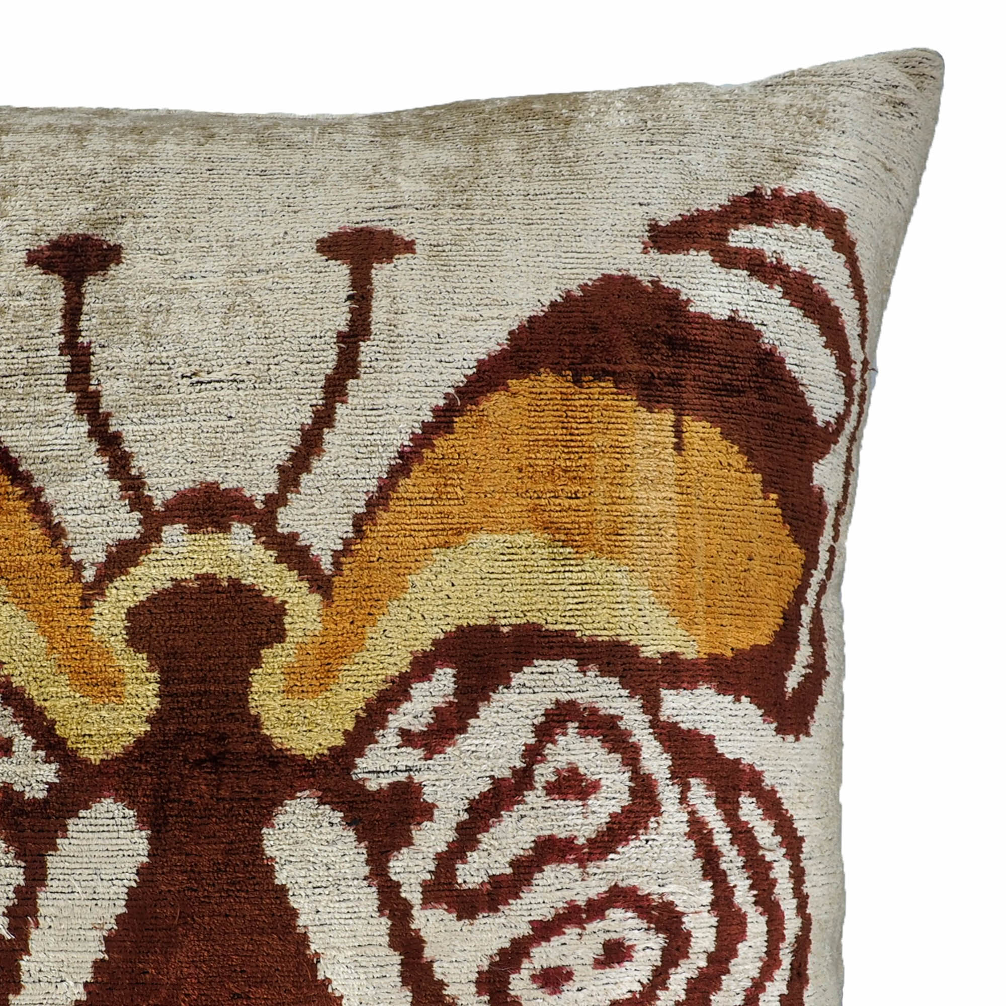 Butterfly Silk Velvet Ikat Throw Pillow Cover, 24 x 24