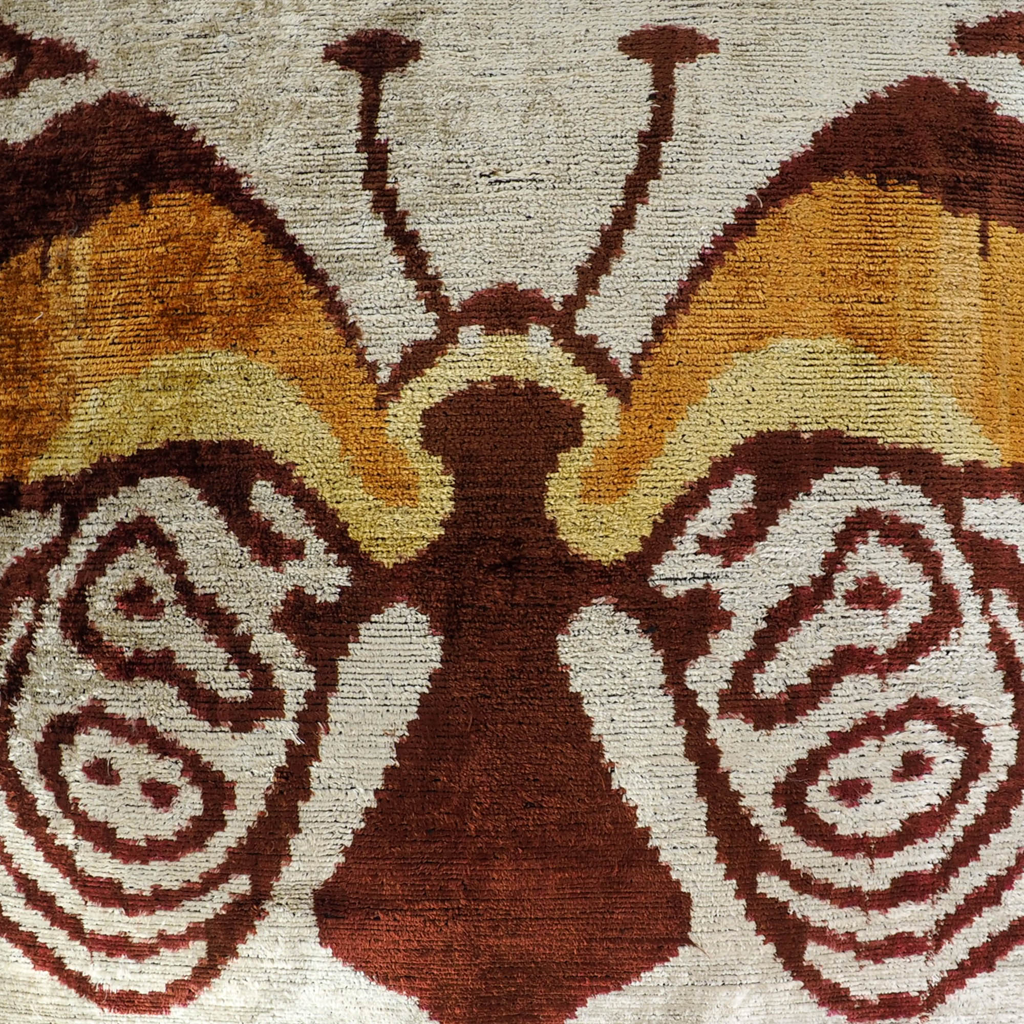 Butterfly Silk Velvet Ikat Throw Pillow Cover, 24 x 24