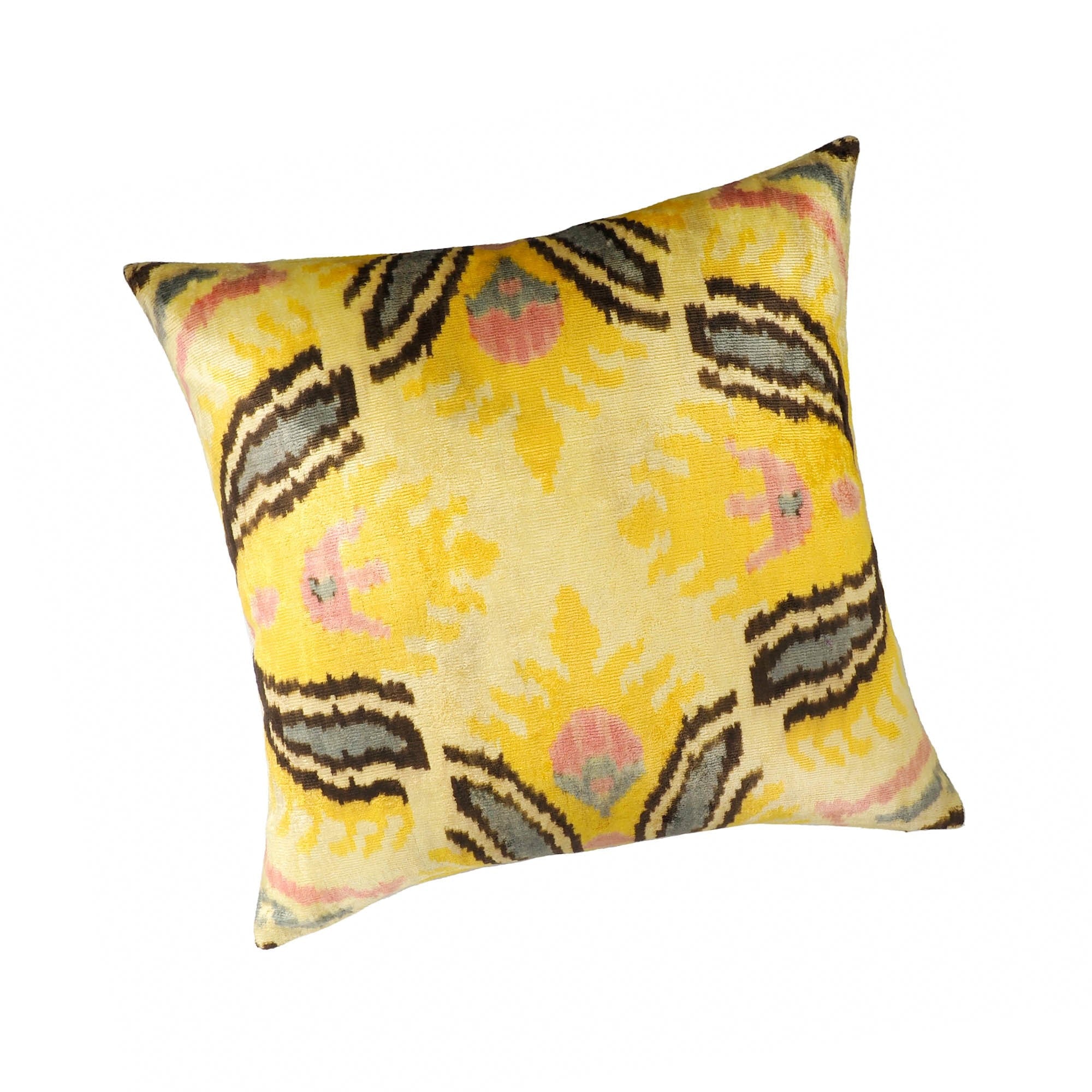 Canarias Silk Velvet Ikat Throw Pillow Cover, 20 x 20