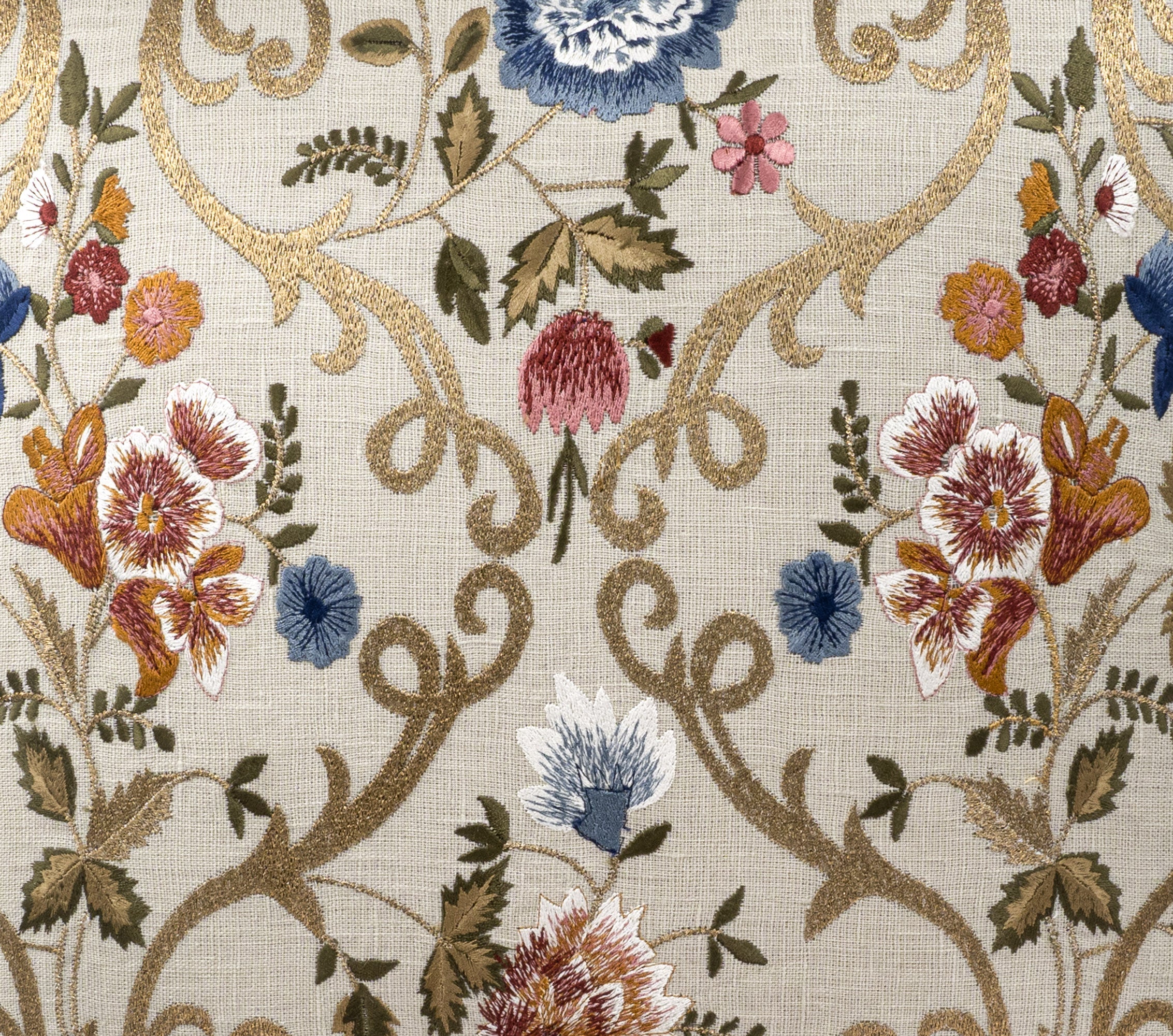 Chantilly Embroidered Linen Throw Pillow Cover, 18 x 18